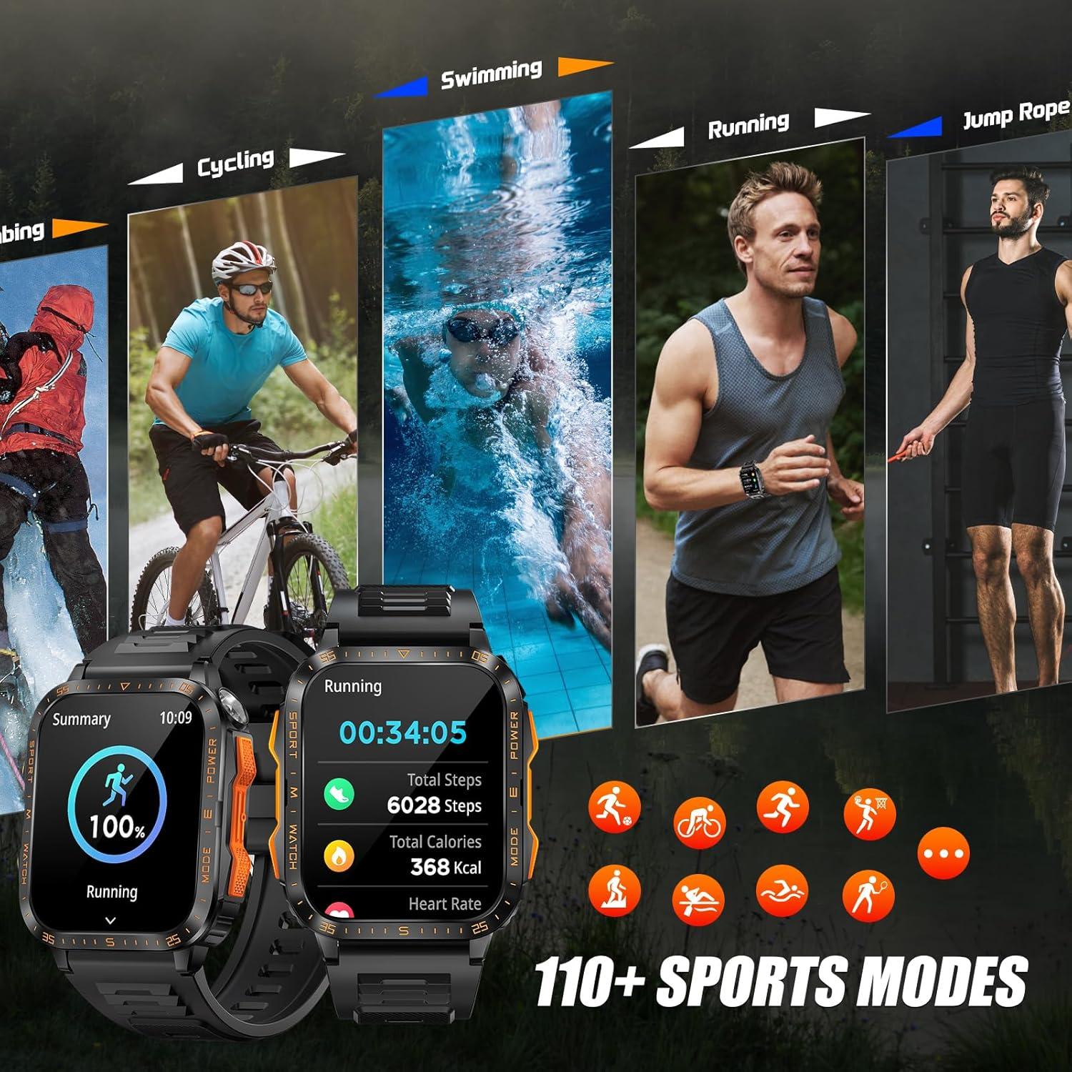 Reloj Inteligente Militar LaNikar 3ATM Pantalla 5cm Fitness