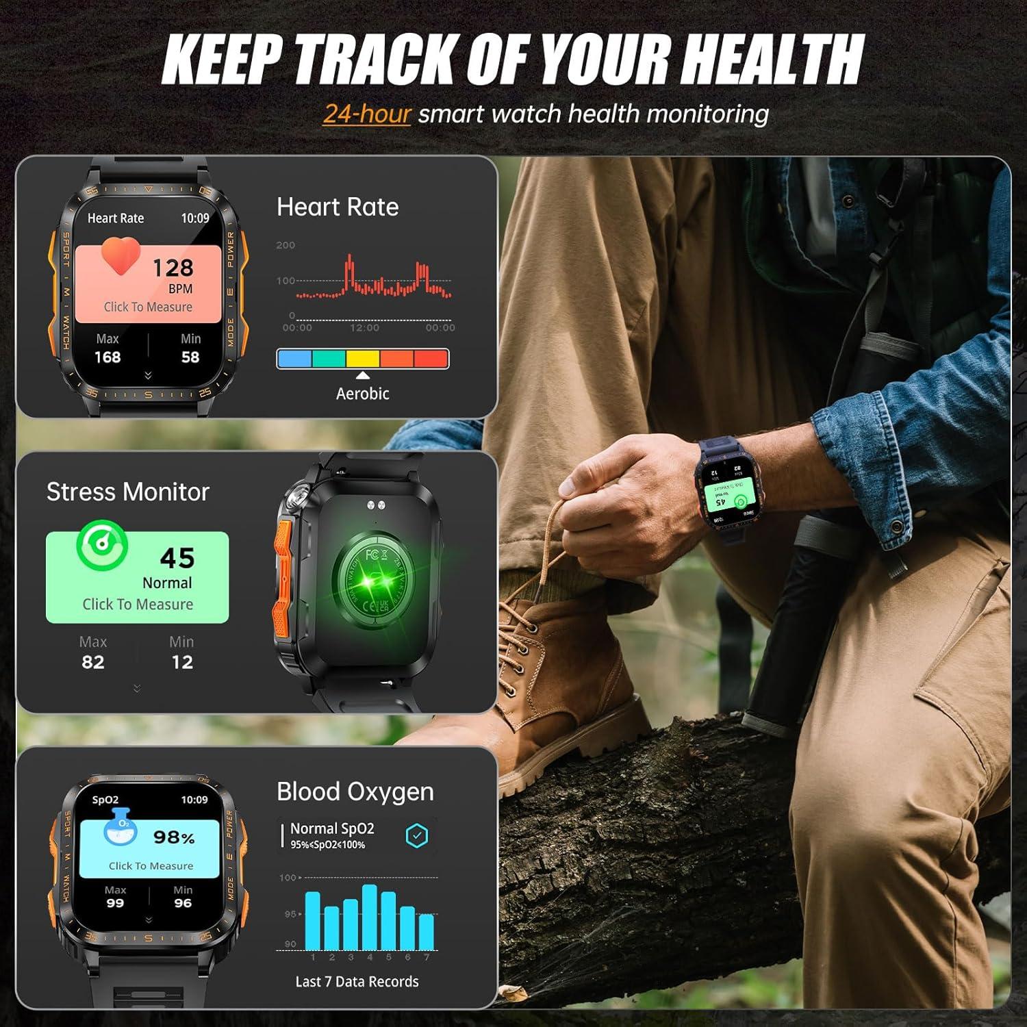 Reloj Inteligente Militar LaNikar 3ATM Pantalla 5cm Fitness