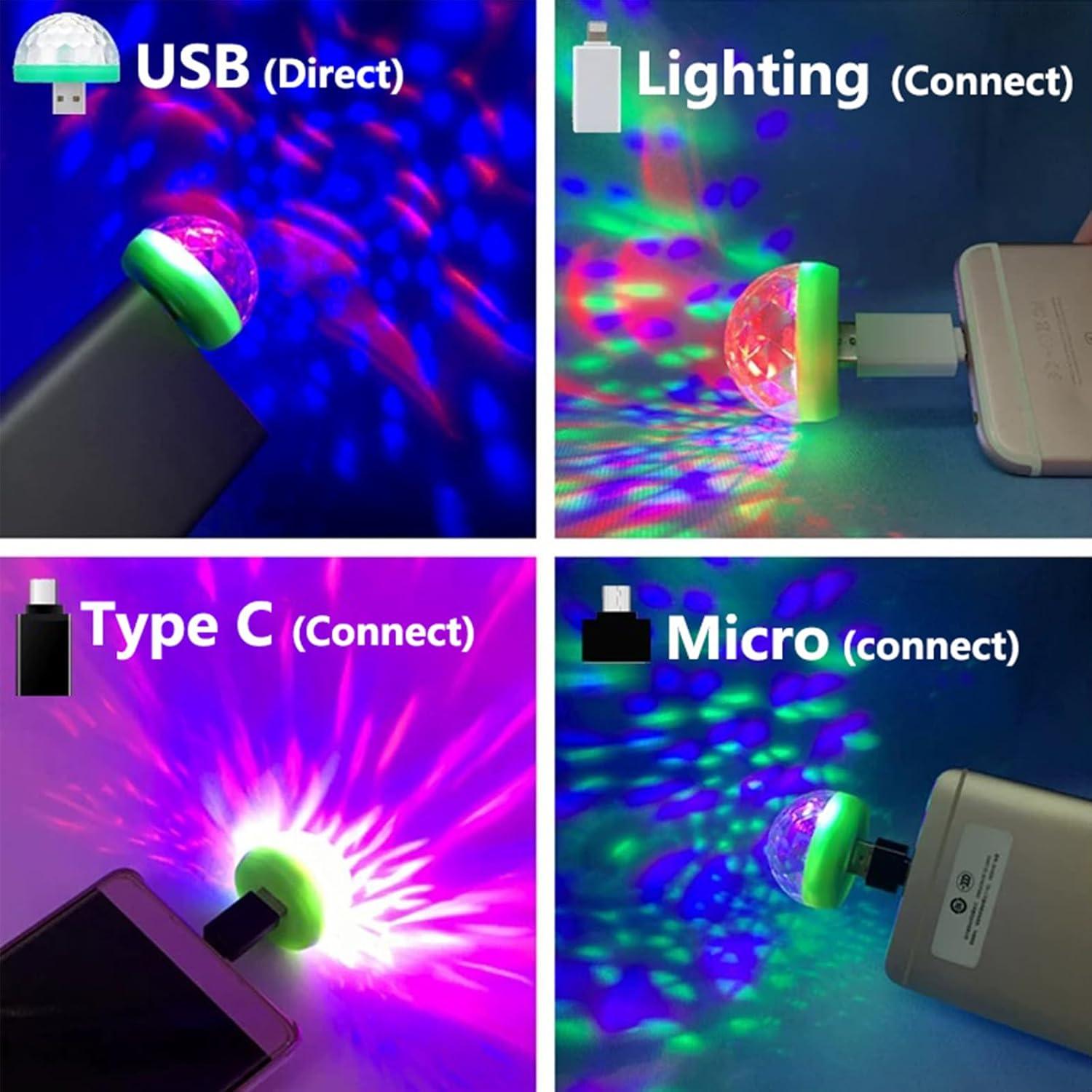 Luz Disco Mini USB Ytuomzi 2 Pcs LED Multicolor Portátil