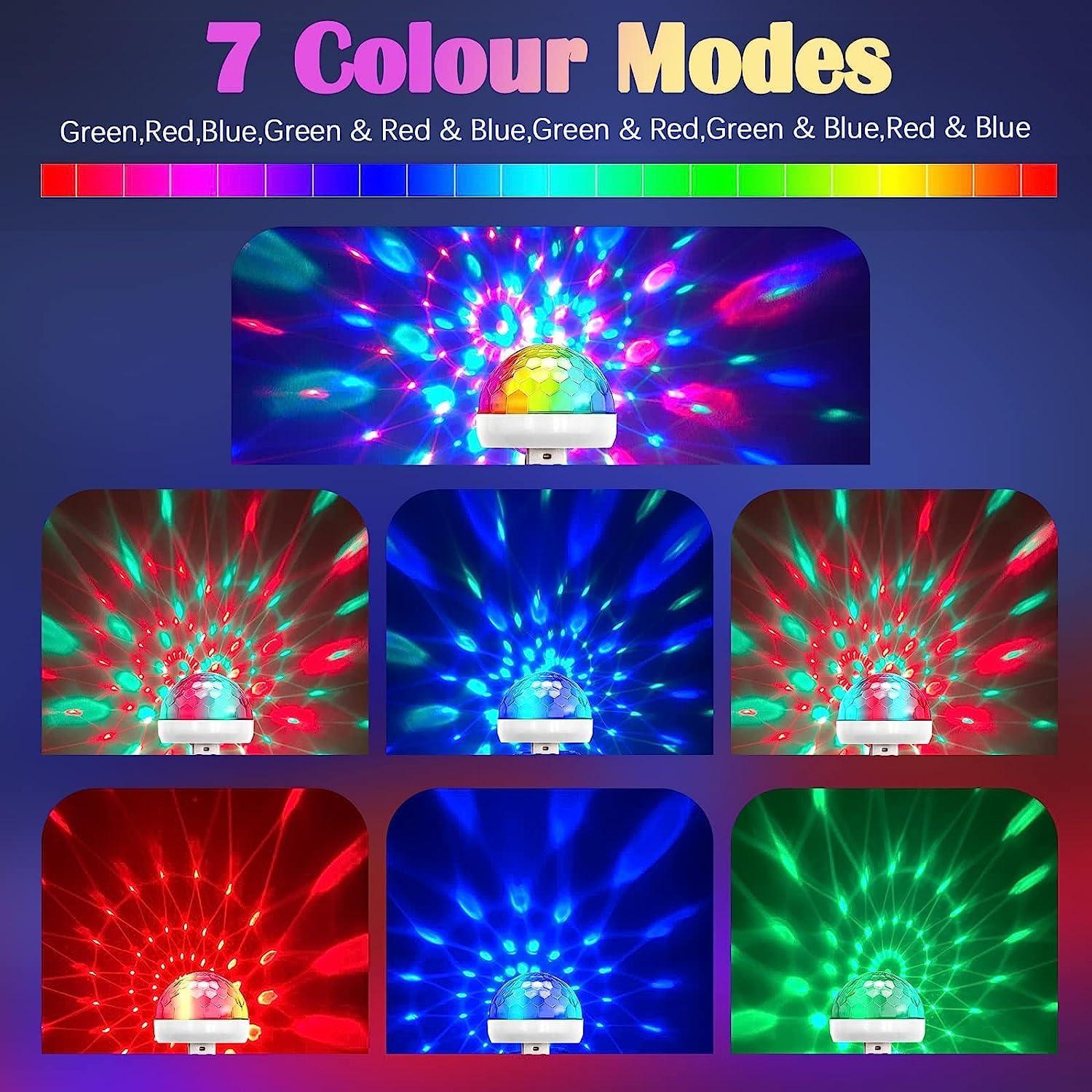 Luz Disco Mini USB Ytuomzi 2 Pcs LED Multicolor Portátil