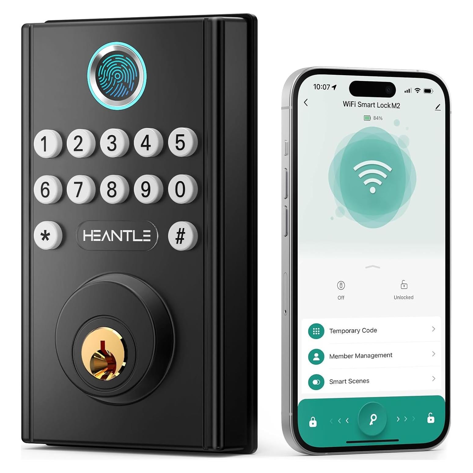 Cerradura Inteligente WiFi HEANTLE con Huella y Control Remoto