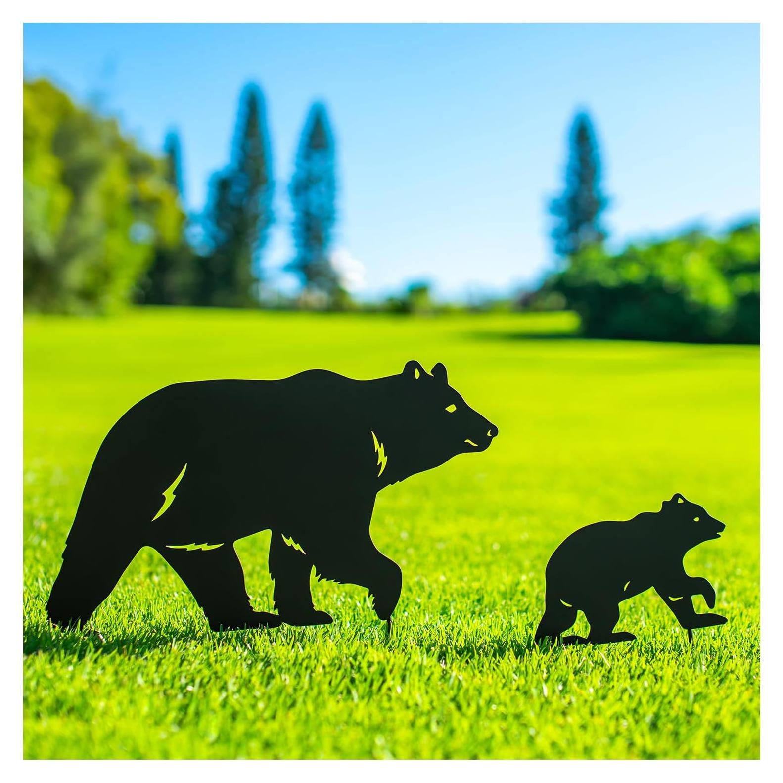 Estacas de Jardín de Oso SRDJXY - Decoración Exterior Metal 2 Piezas