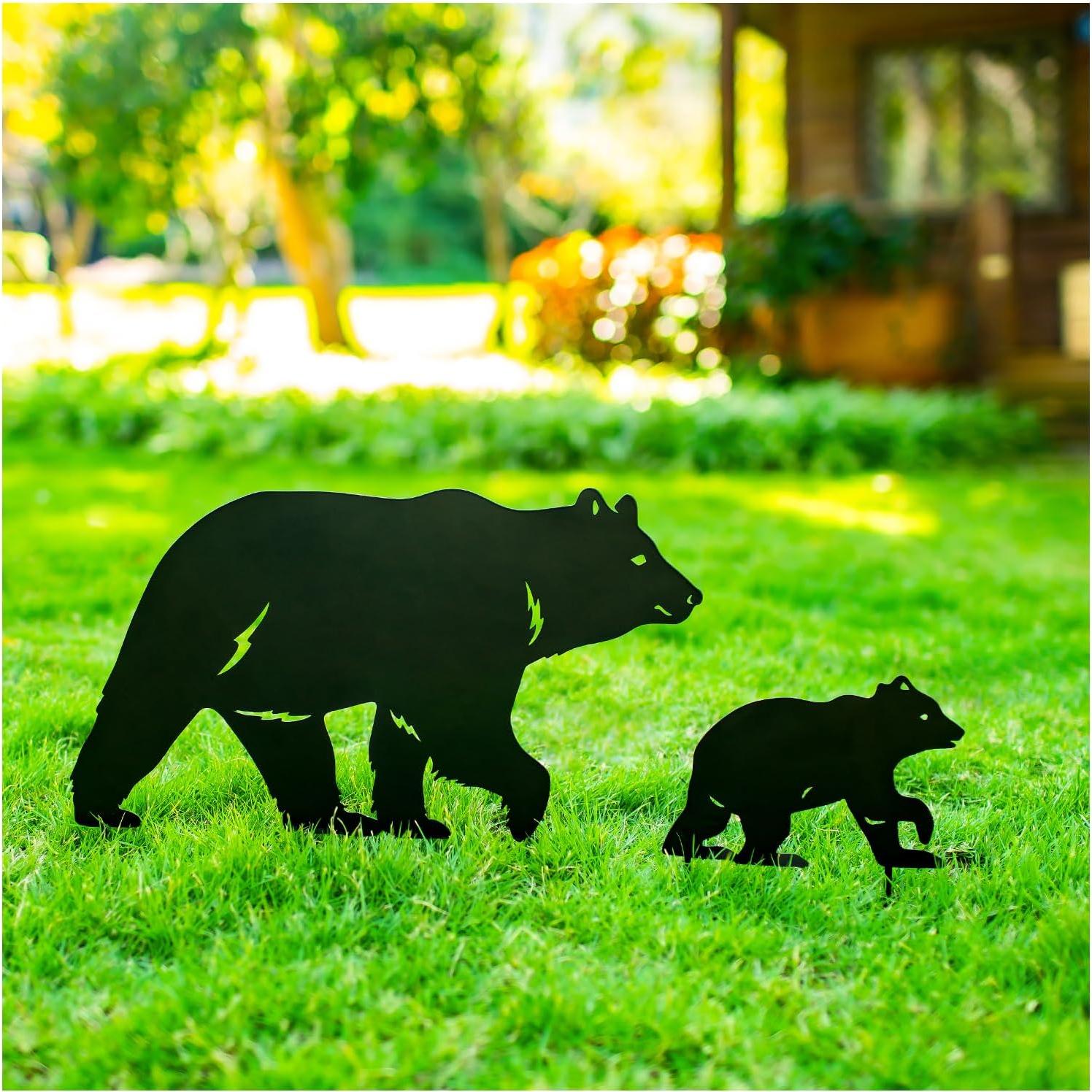 Estacas de Jardín de Oso SRDJXY - Decoración Exterior Metal 2 Piezas