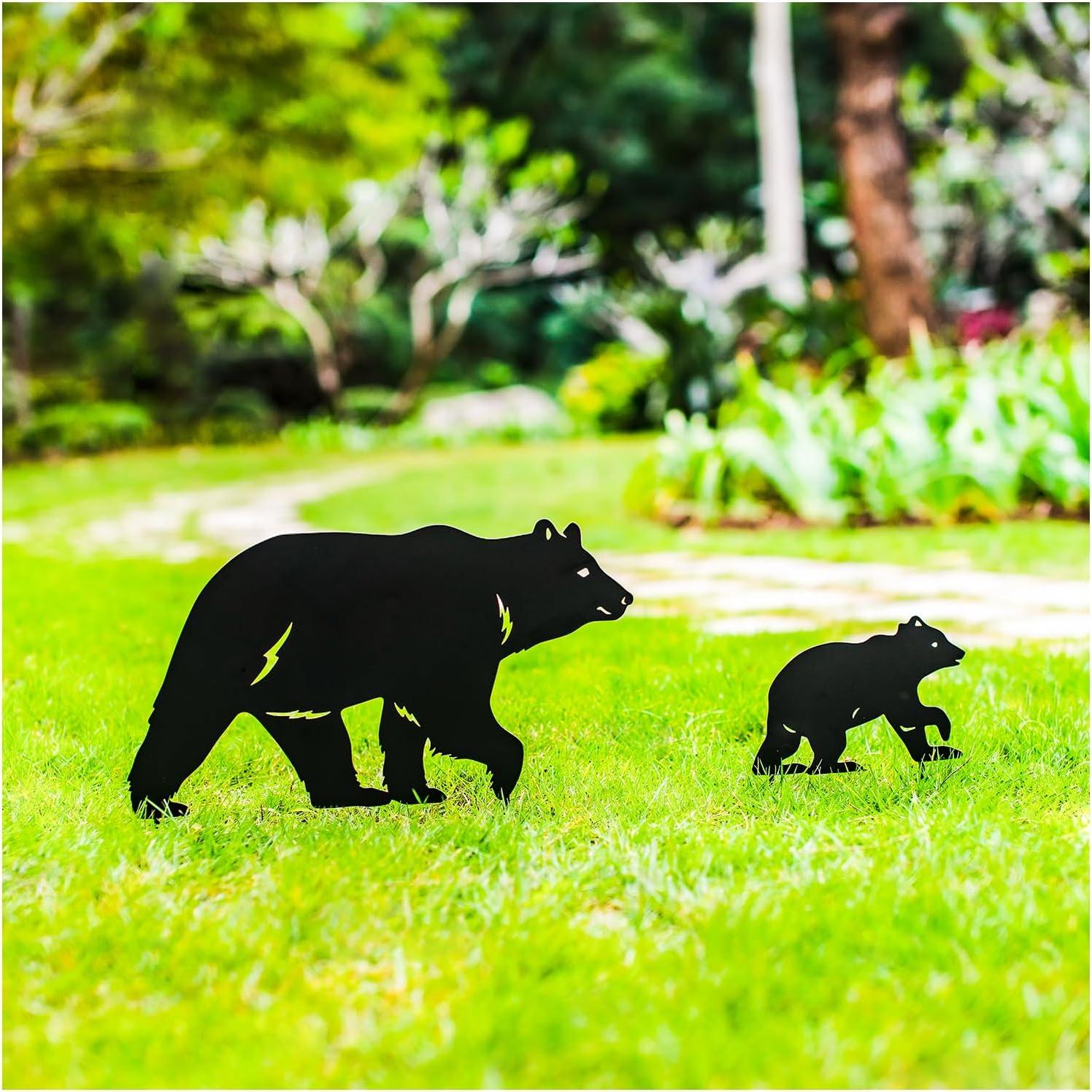Estacas de Jardín de Oso SRDJXY - Decoración Exterior Metal 2 Piezas