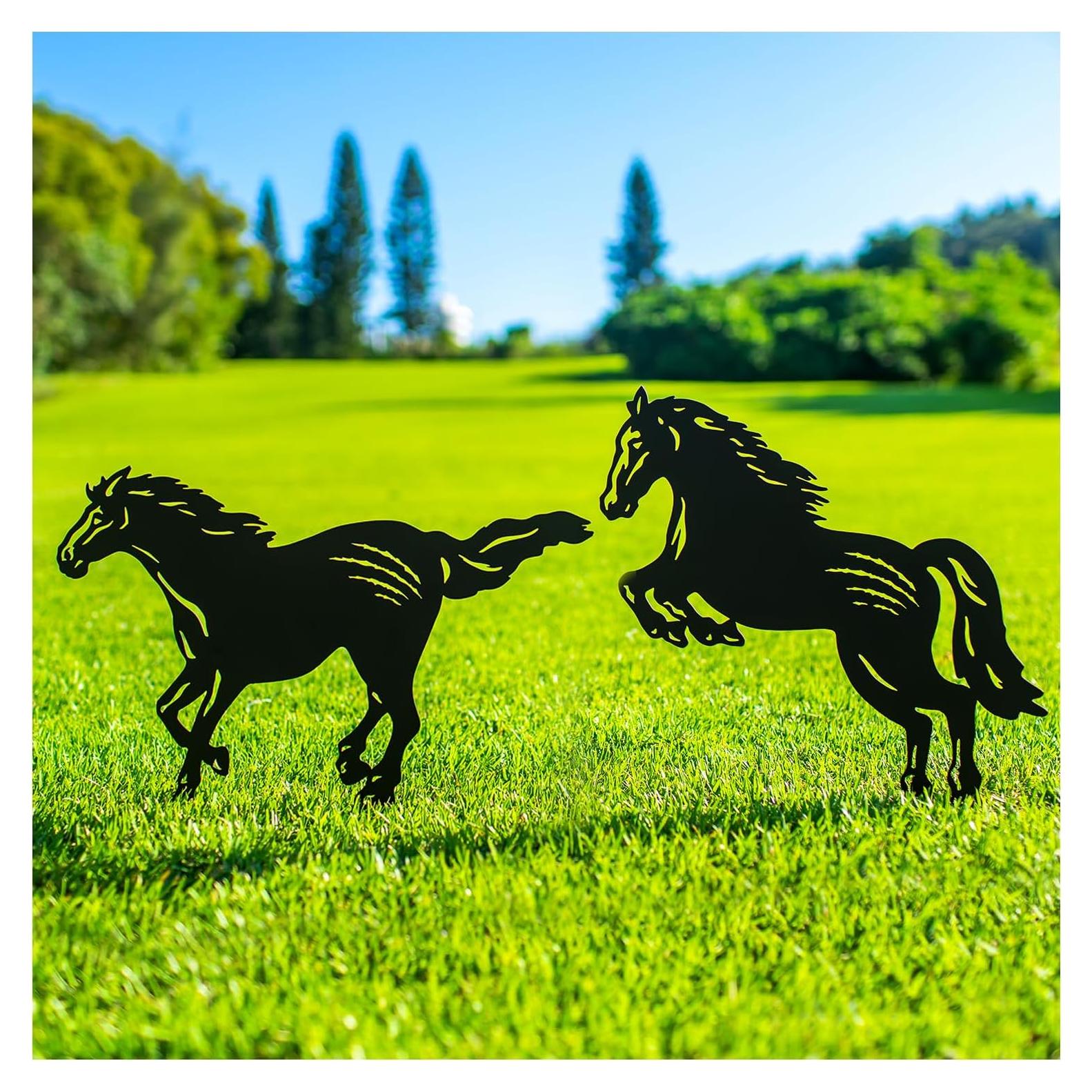 Estacas de Jardín SRDJXY Caballo Decorativas 2 Piezas