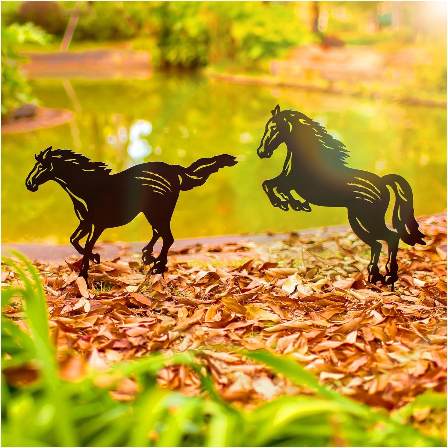 Estacas de Jardín SRDJXY Caballo Decorativas 2 Piezas