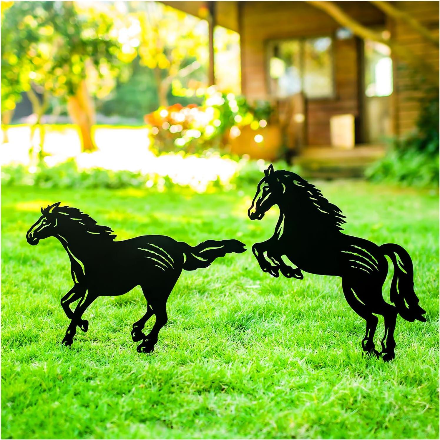 Estacas de Jardín SRDJXY Caballo Decorativas 2 Piezas