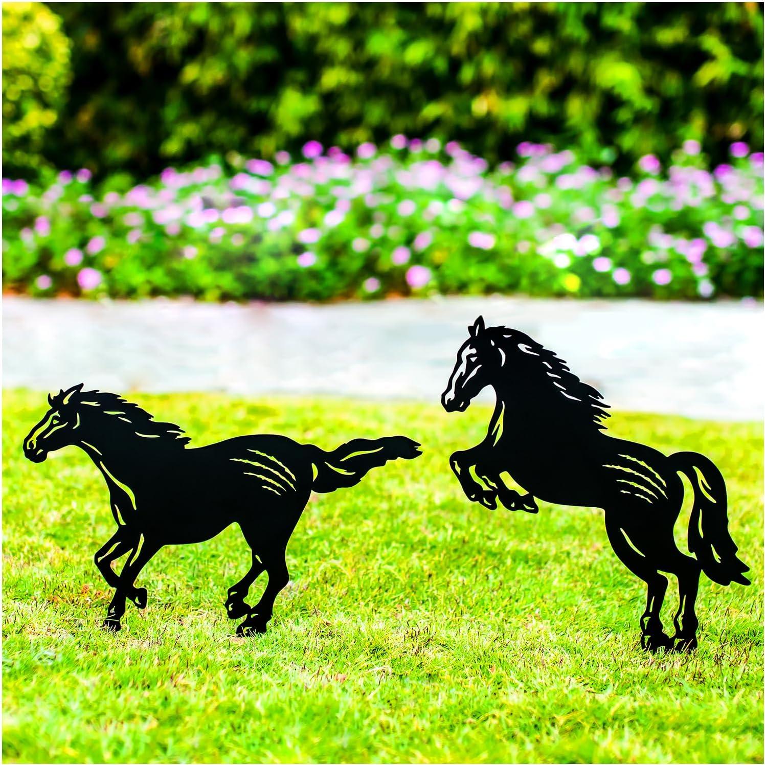 Estacas de Jardín SRDJXY Caballo Decorativas 2 Piezas