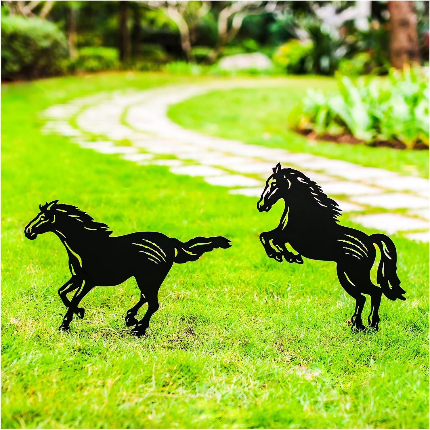 Estacas de Jardín SRDJXY Caballo Decorativas 2 Piezas