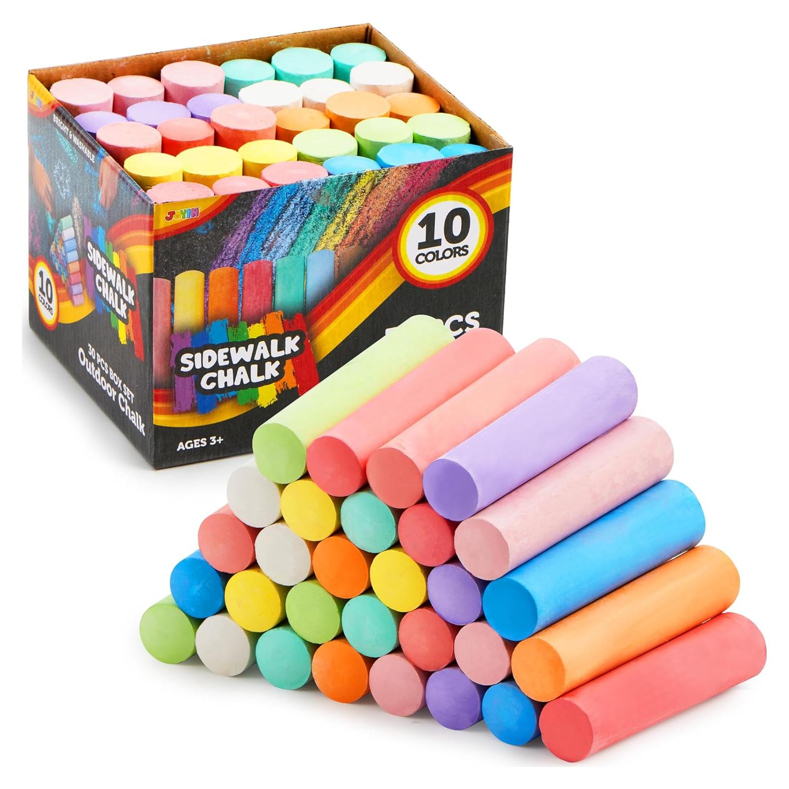 Tizas de Acera JOYIN 30 Piezas Jumbo Lavables No Tóxicas