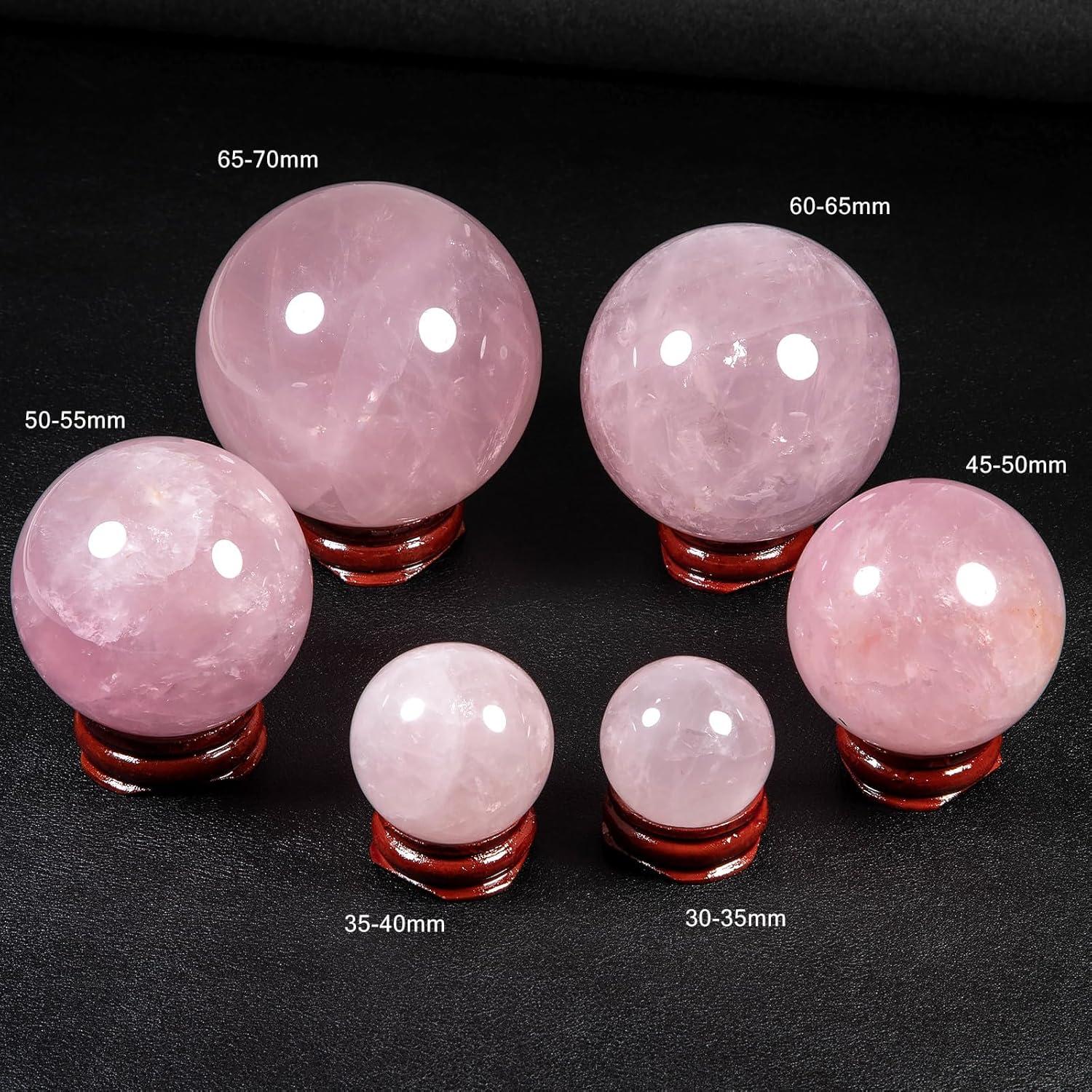 Bola de Cuarzo Rosa Natural mookaitedecor con Soporte