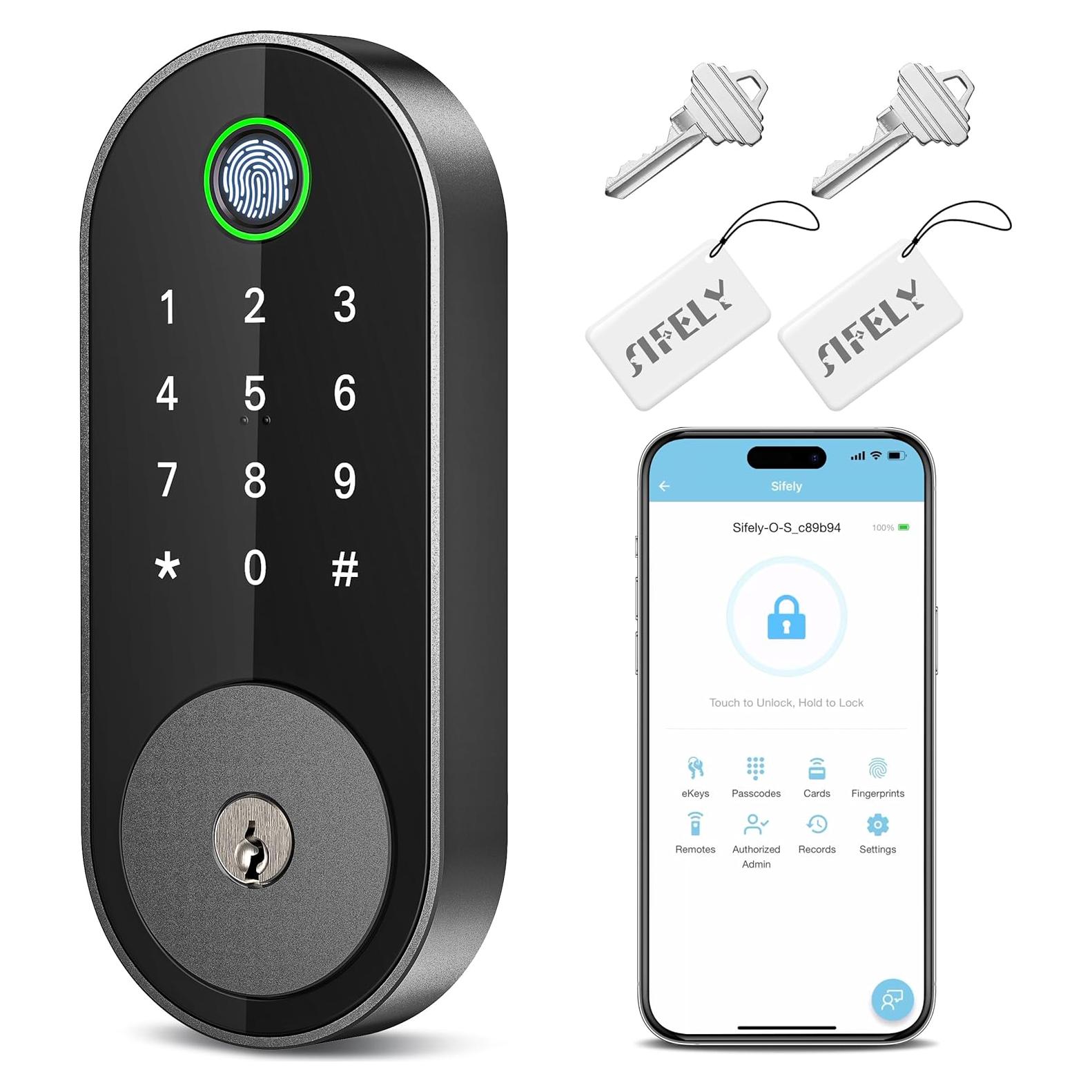 Cerradura Inteligente Sifely Modelo O Huella Dactilar Negra