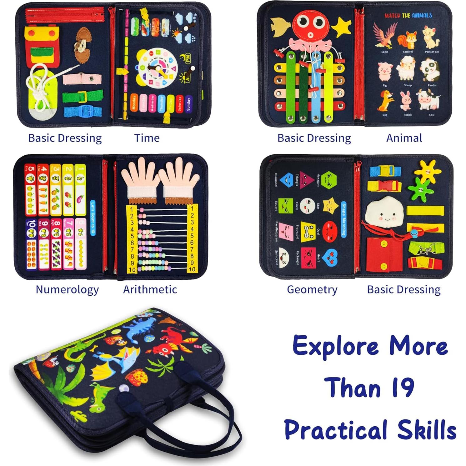 Tablero Ocupado Montessori LearnToy 8 Páginas Azul Marino