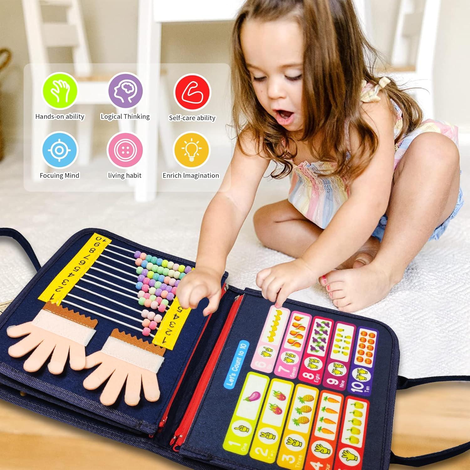 Tablero Ocupado Montessori LearnToy 8 Páginas Azul Marino