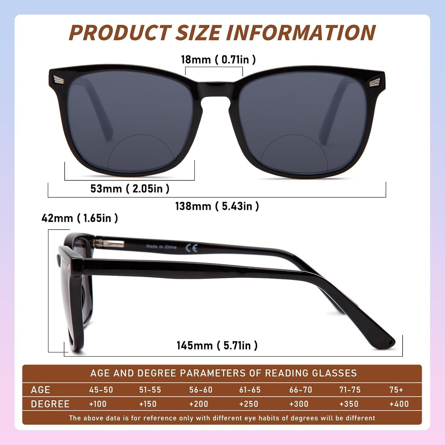 Gafas de sol progresivas UV400 TR90 para hombres 2.75x