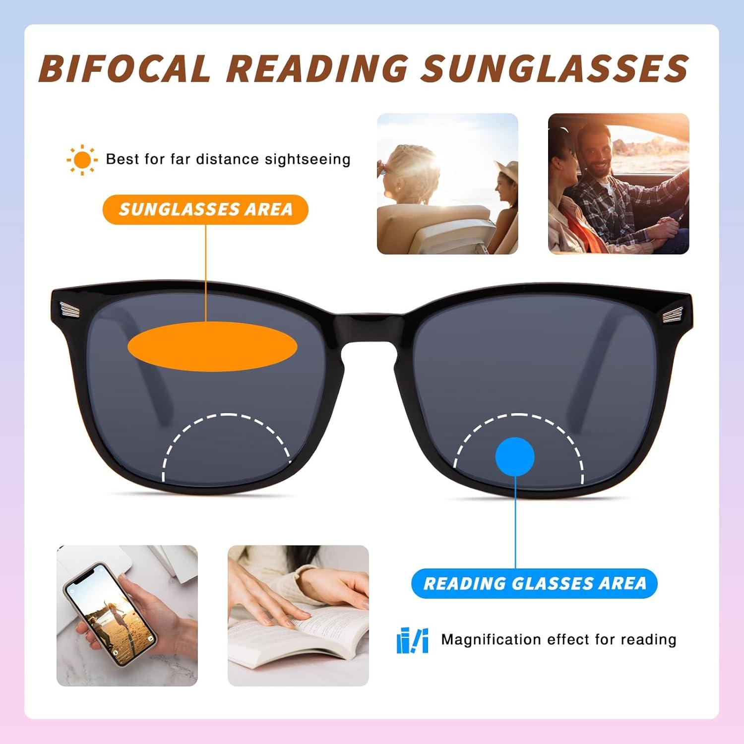 Gafas de sol progresivas TR90 UV400 con lectores 1.5x