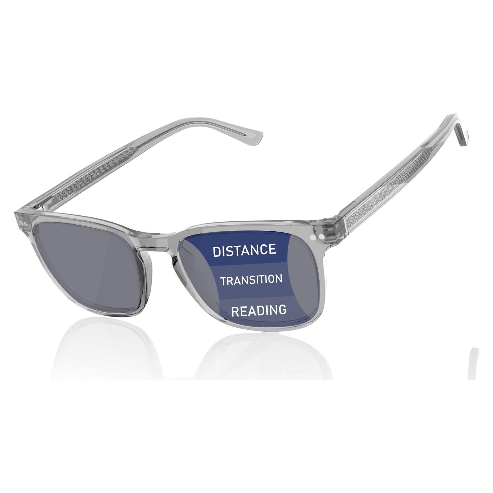 Gafas de sol progresivas UV400 para hombres Gris 2.0x