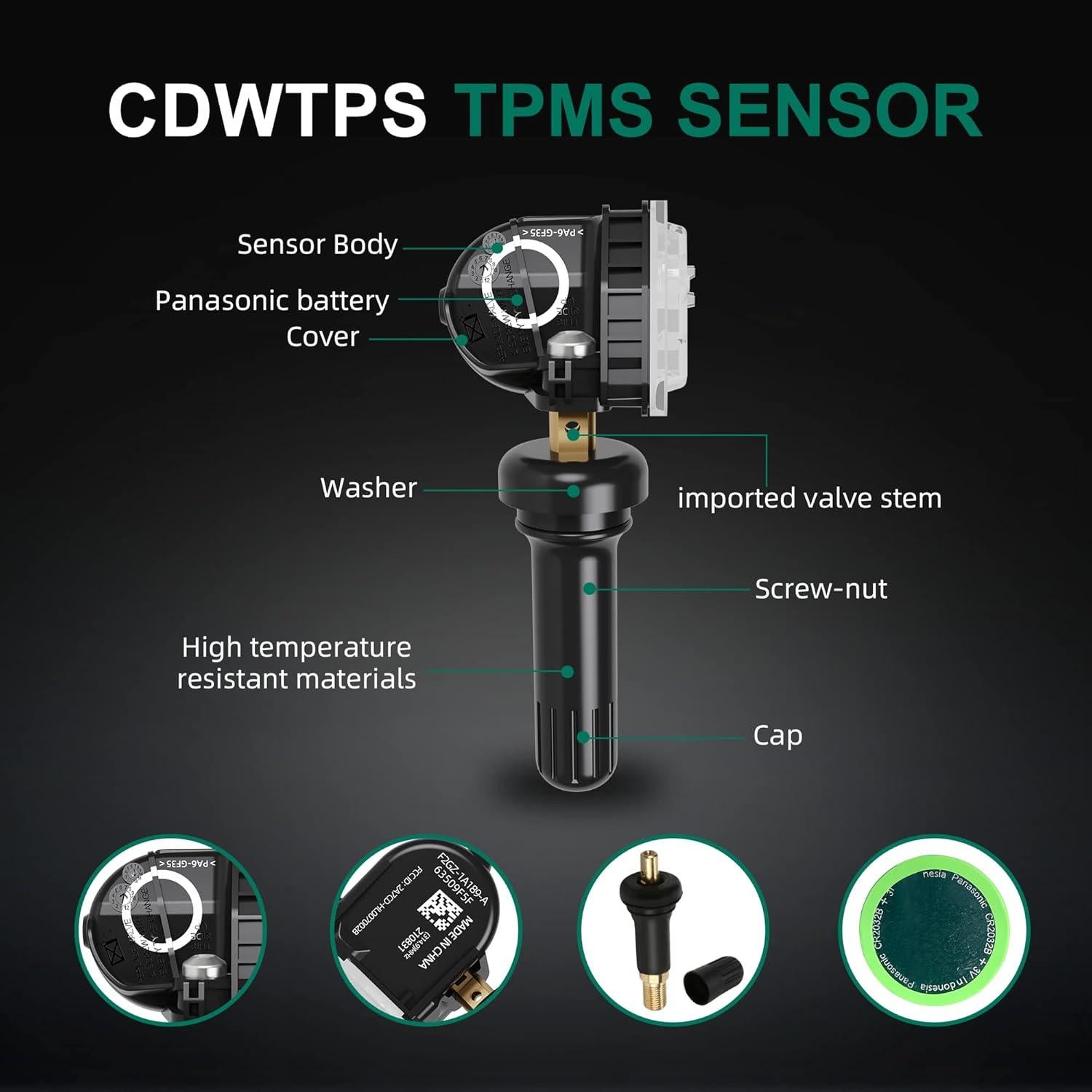 Sensor TPMS CDWTPS para Ford F-150 Mustang Ranger 4 Piezas