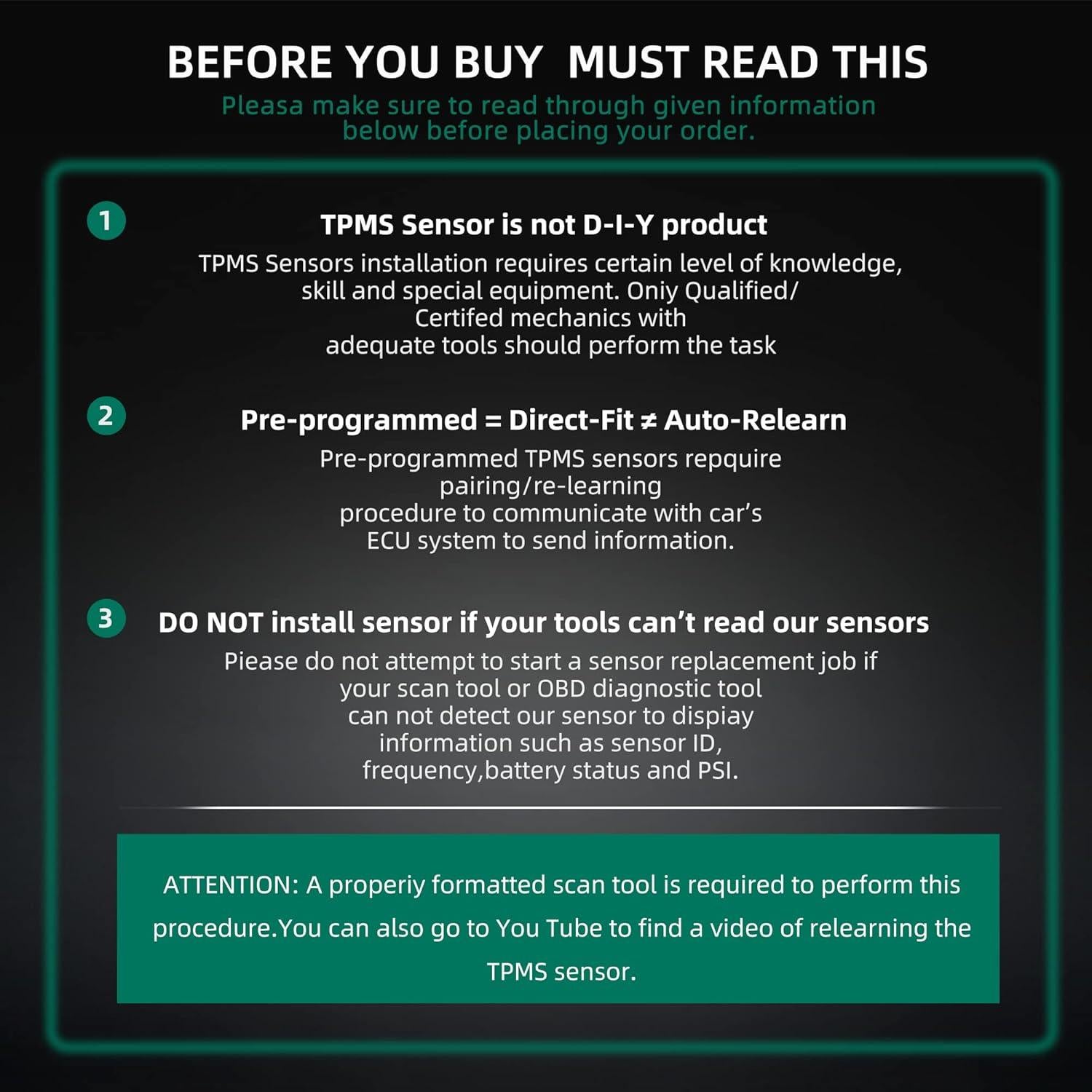 Sensor TPMS CDWTPS para Ford F-150 Mustang Ranger 4 Piezas