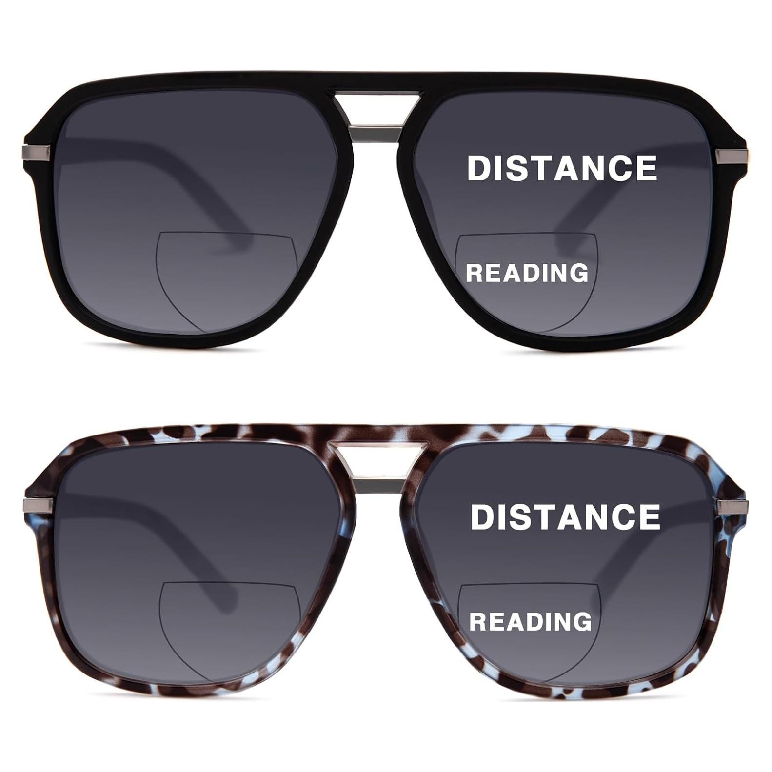 Gafas de sol progresivas UV400 para hombres aviador 2.0x