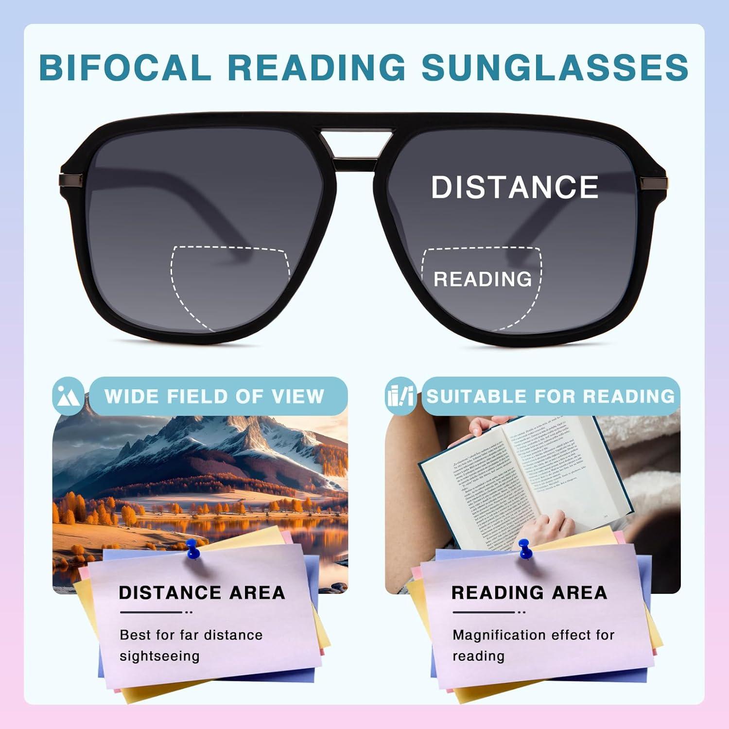 Gafas de Sol Progresivas UV400 Aviador con Lectores 3.0x