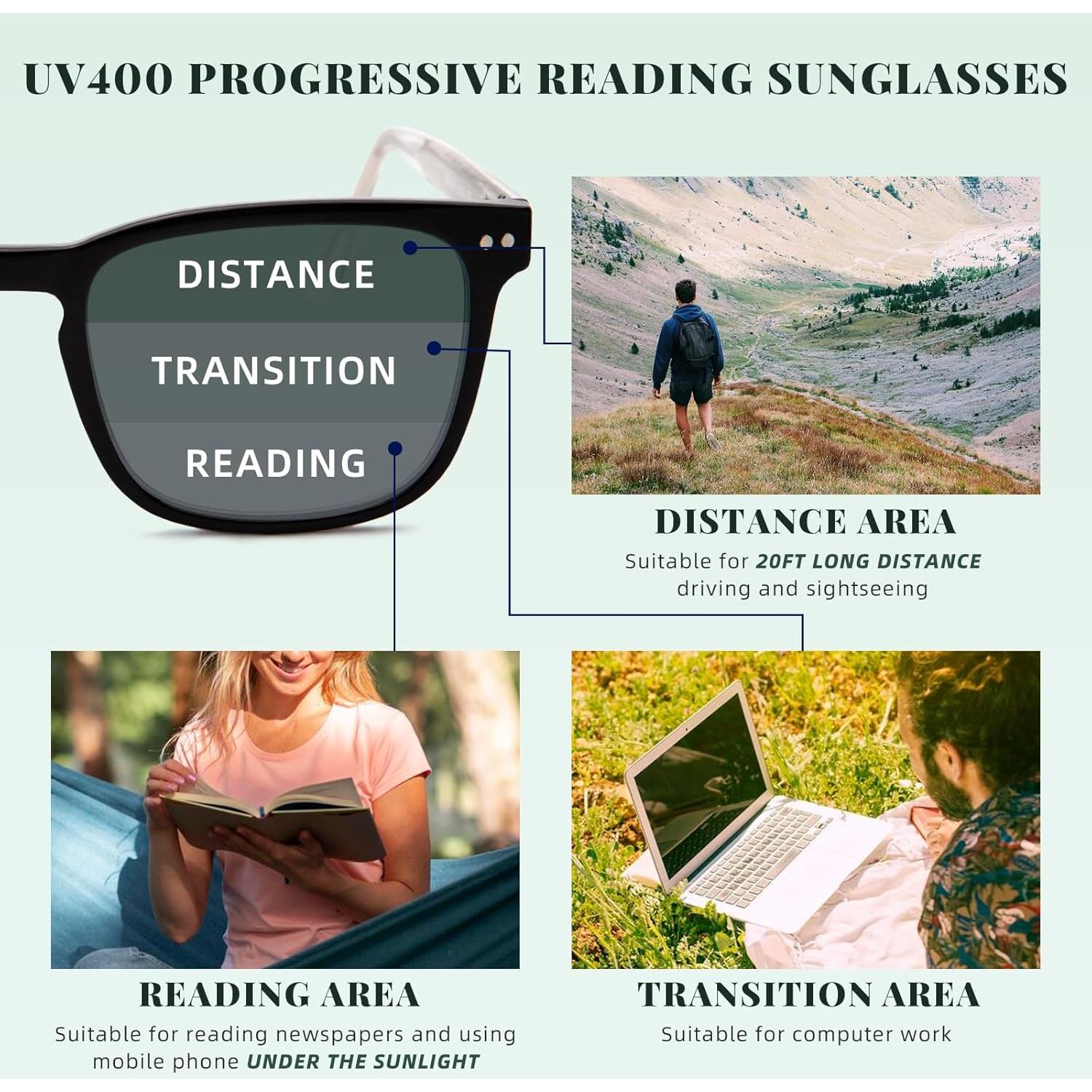 Gafas de Sol Progresivas UV400 para Hombres - Sin Línea