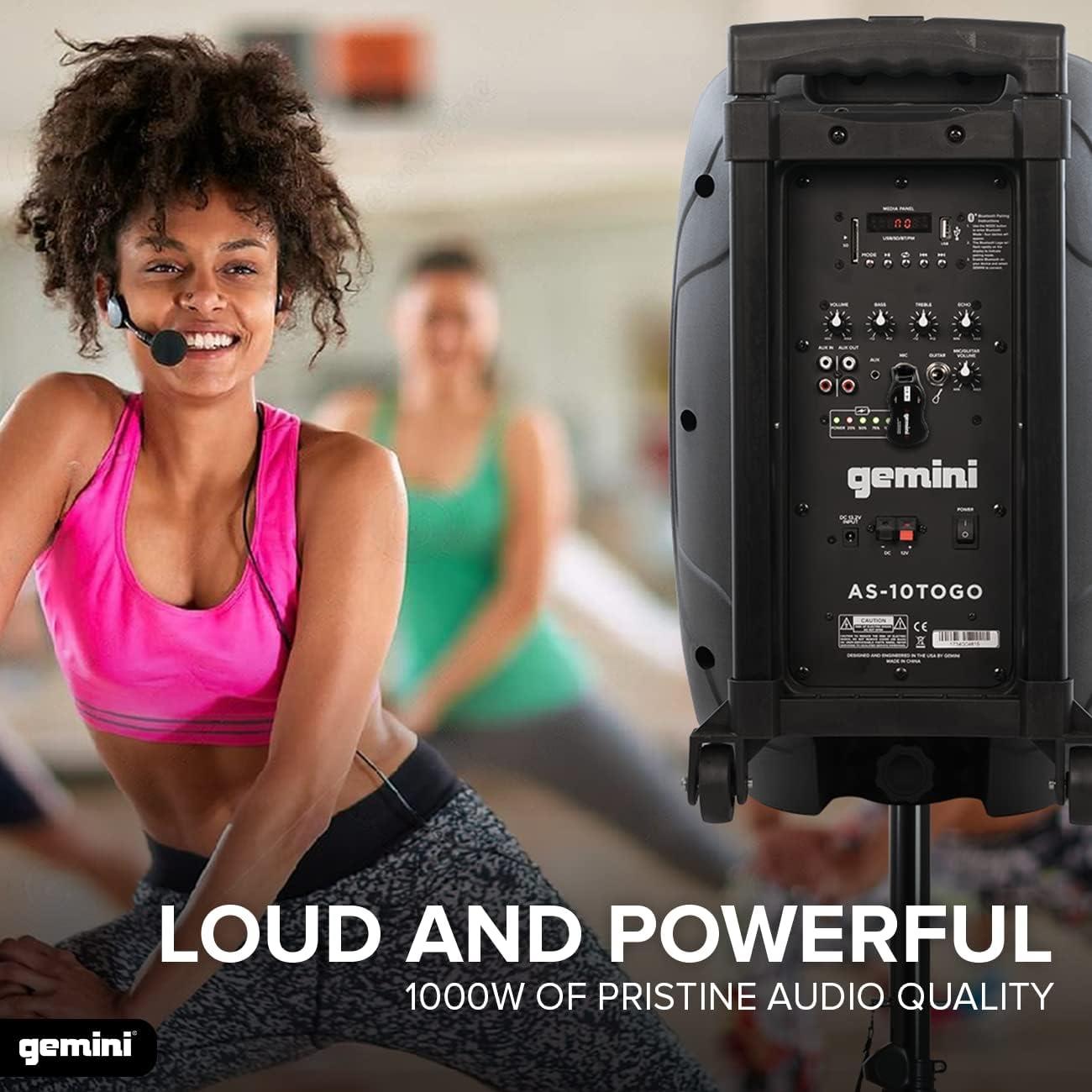 Altavoz PA Móvil Gemini AS-TOGO 1000W Bluetooth 10"