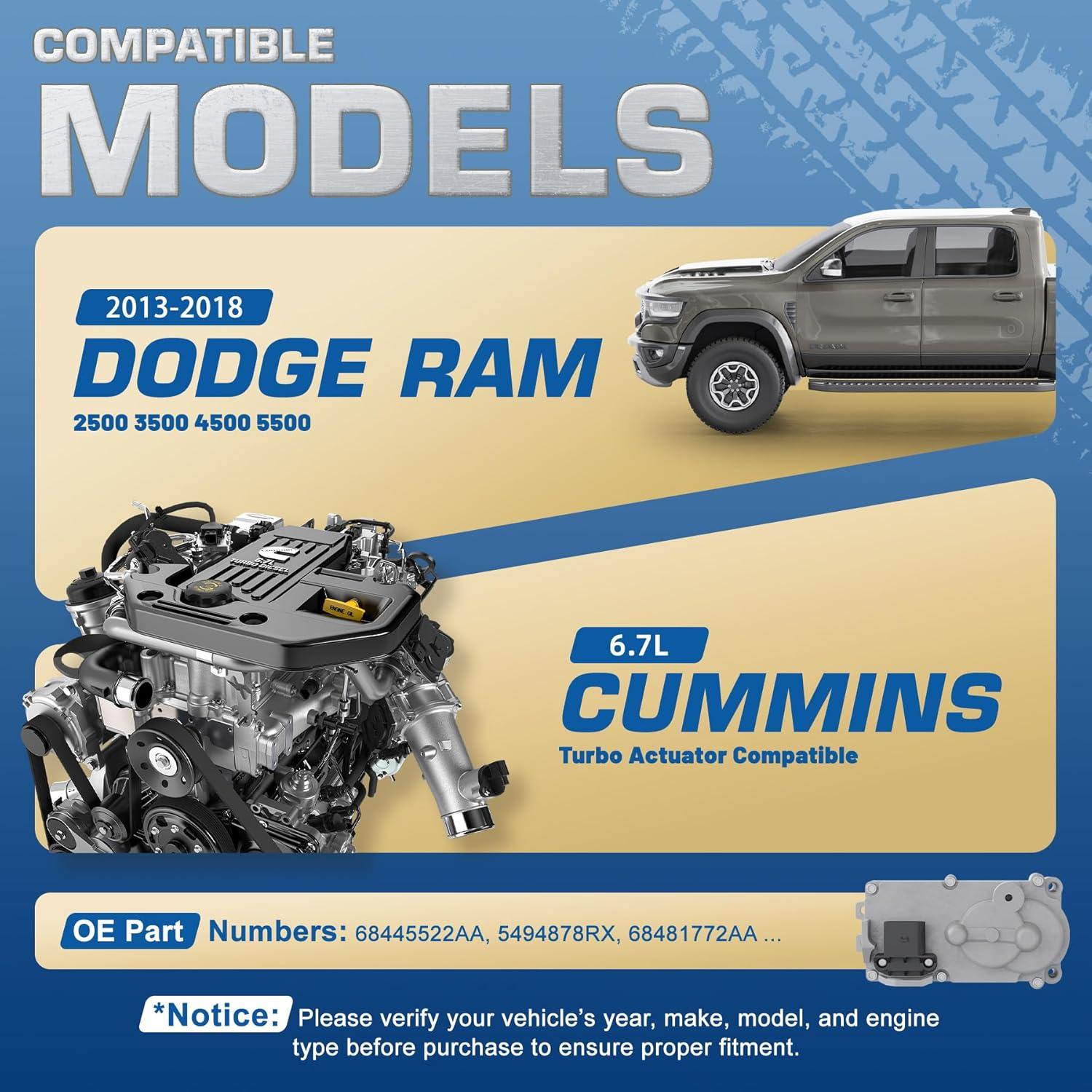 Actuador Turbo WOLLAHS 68445522AA Compatible 6.7L Dodge Ram