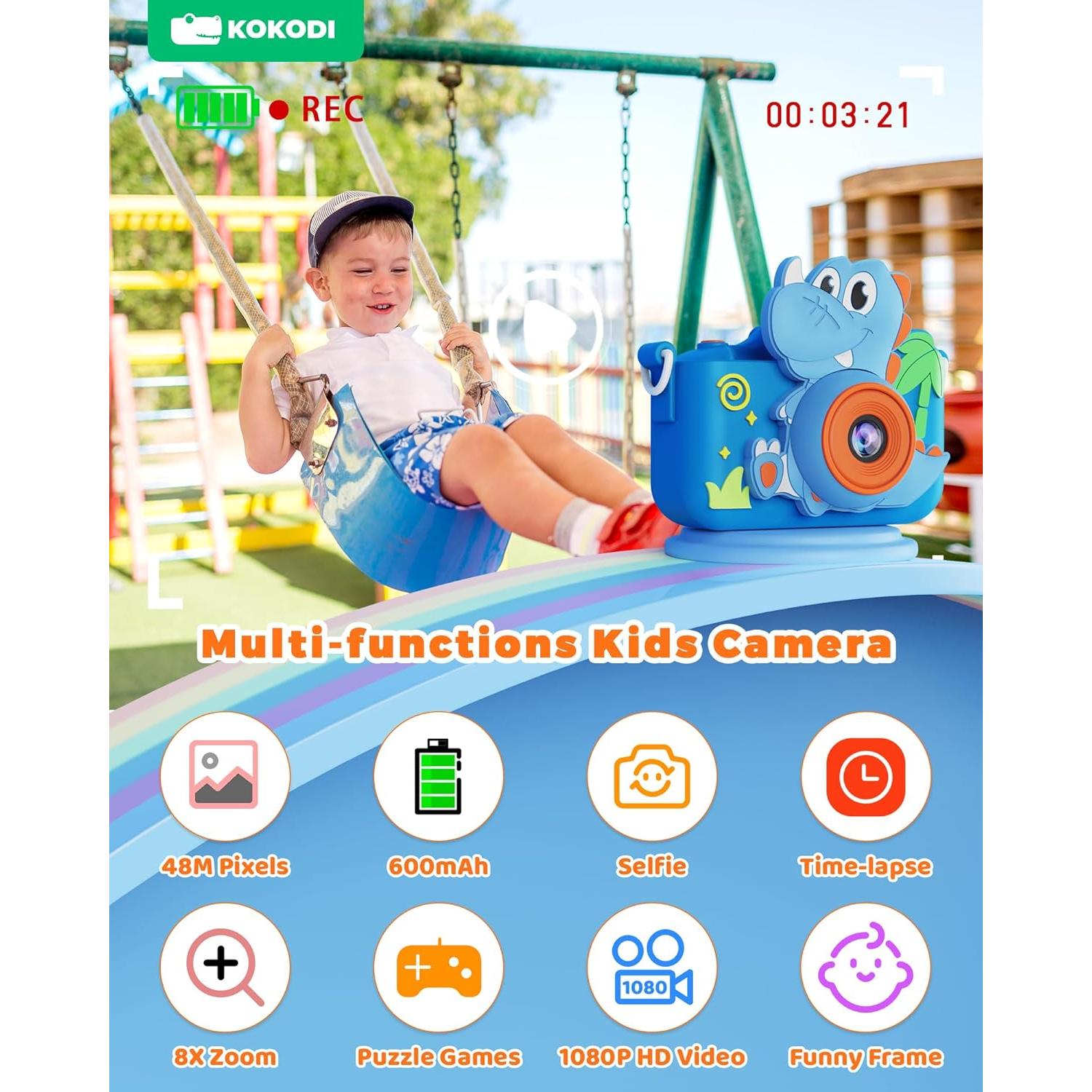 Cámara Digital KOKODI para Niños 48MP HD 1080P con SD 32GB