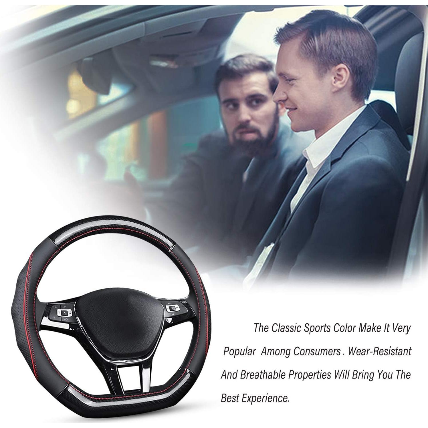 Funda de Volante Ergocar Antideslizante 38cm D-Negro-Rojo