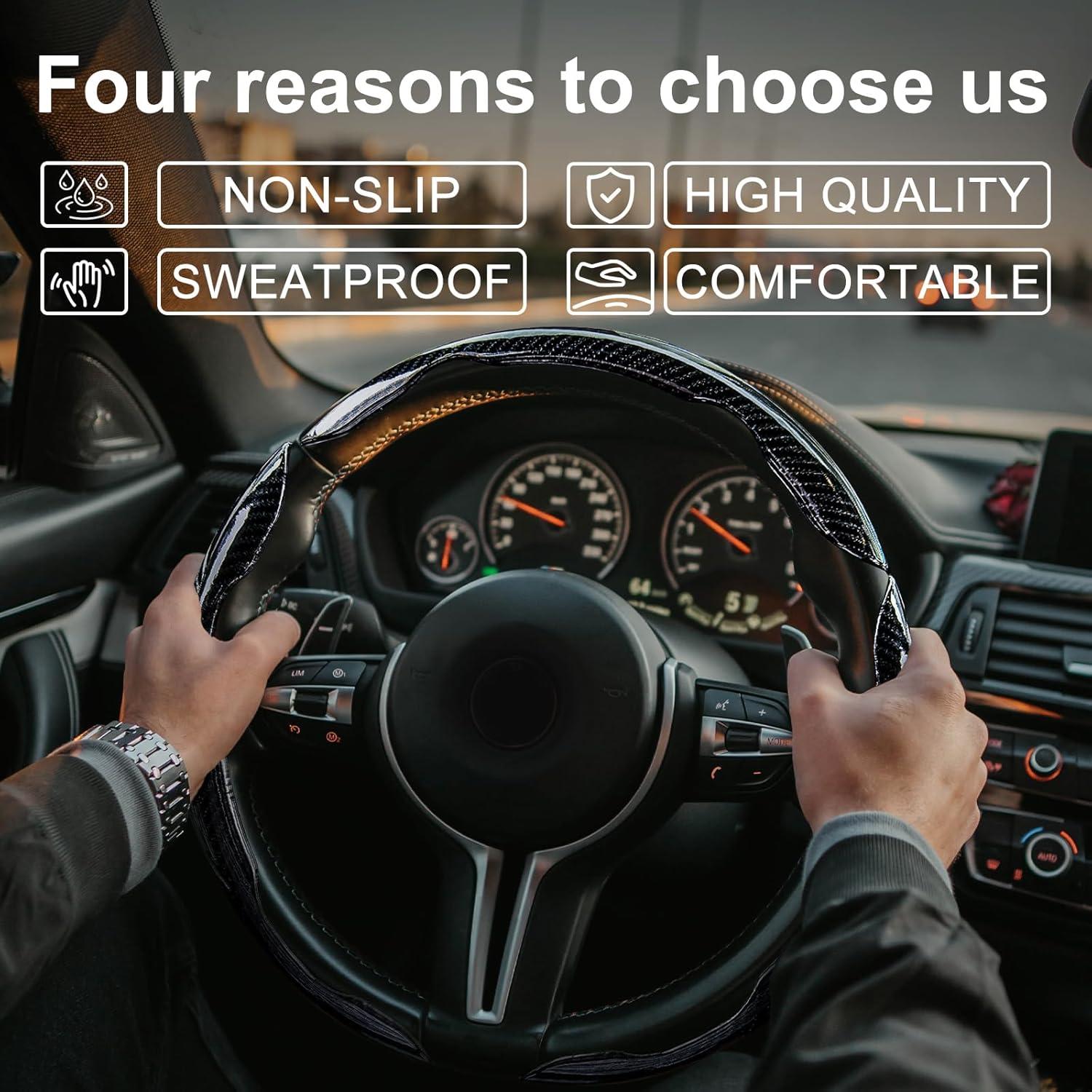 Cubierta de Volante Genérico Fibra de Carbono Antideslizante 3Pcs