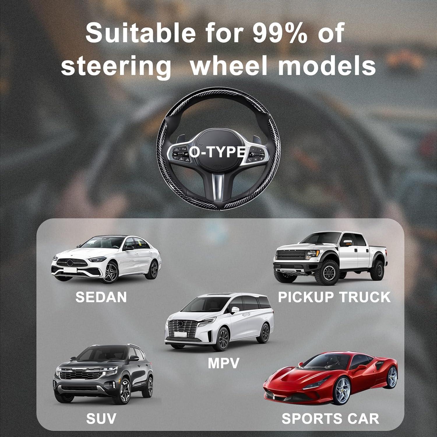 Cubierta de Volante Genérico Fibra de Carbono Antideslizante 3Pcs