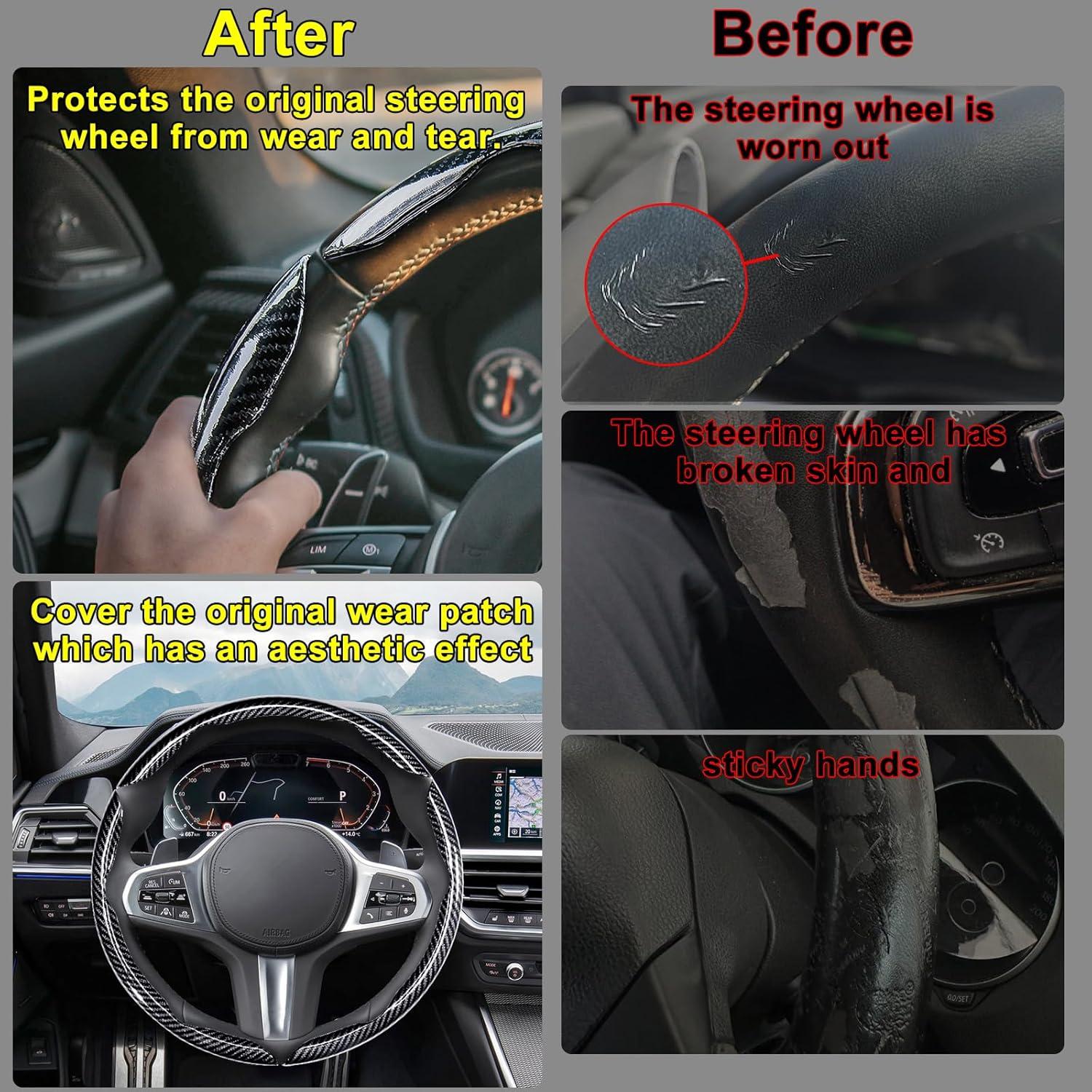 Cubierta de Volante Genérico Fibra de Carbono Antideslizante 3Pcs