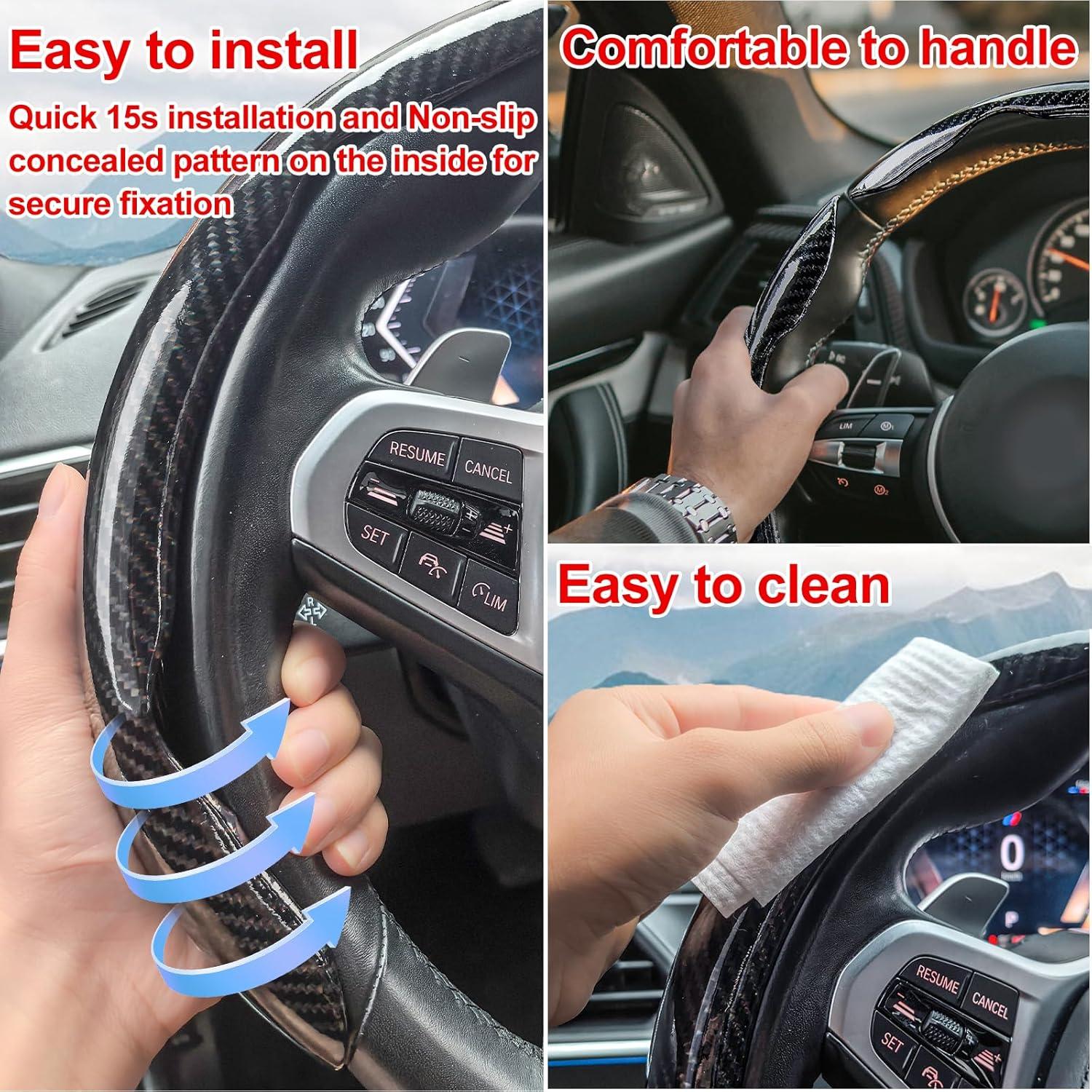 Cubierta de Volante Genérico Fibra de Carbono Antideslizante 3Pcs