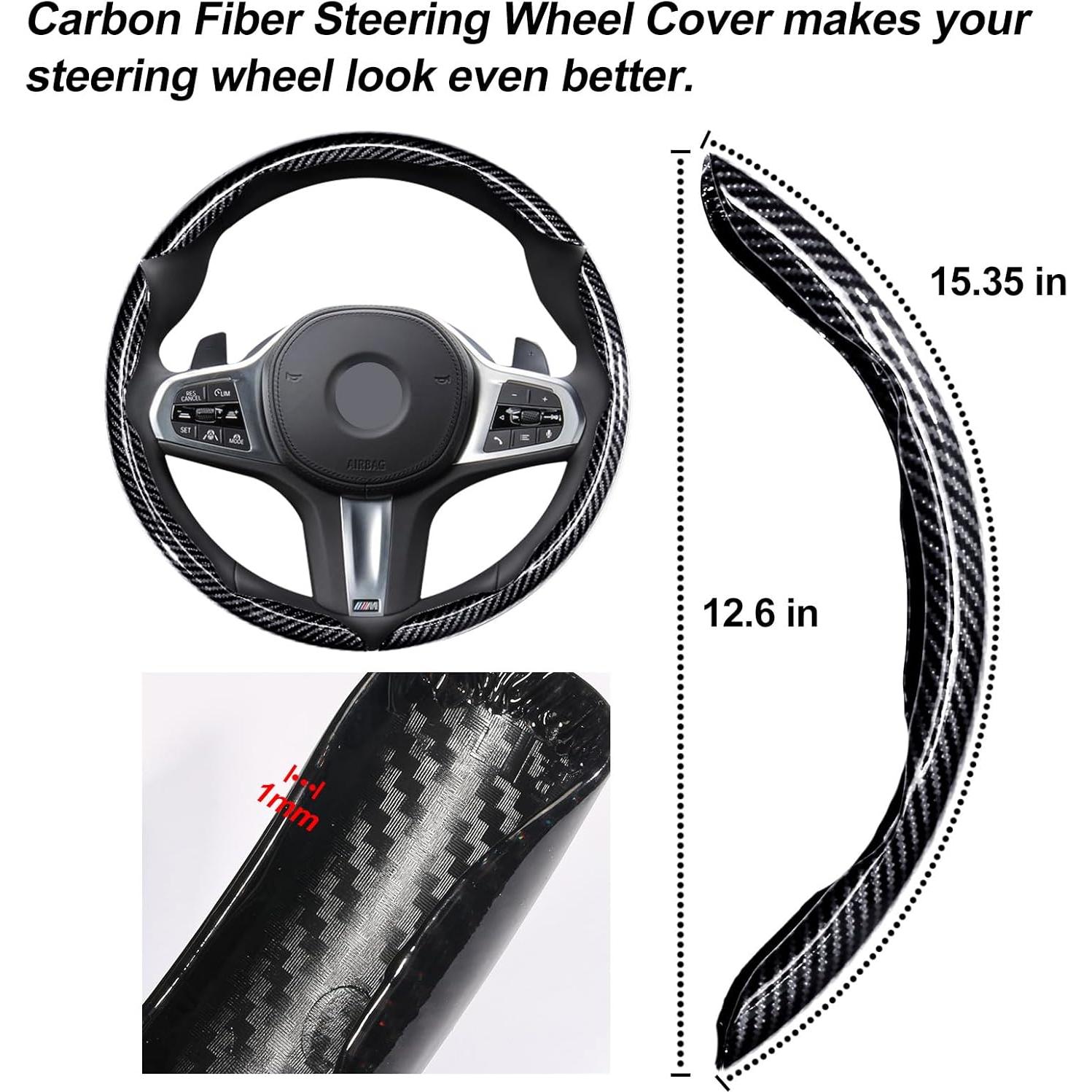 Cubierta de Volante Genérico Fibra de Carbono Antideslizante 3Pcs