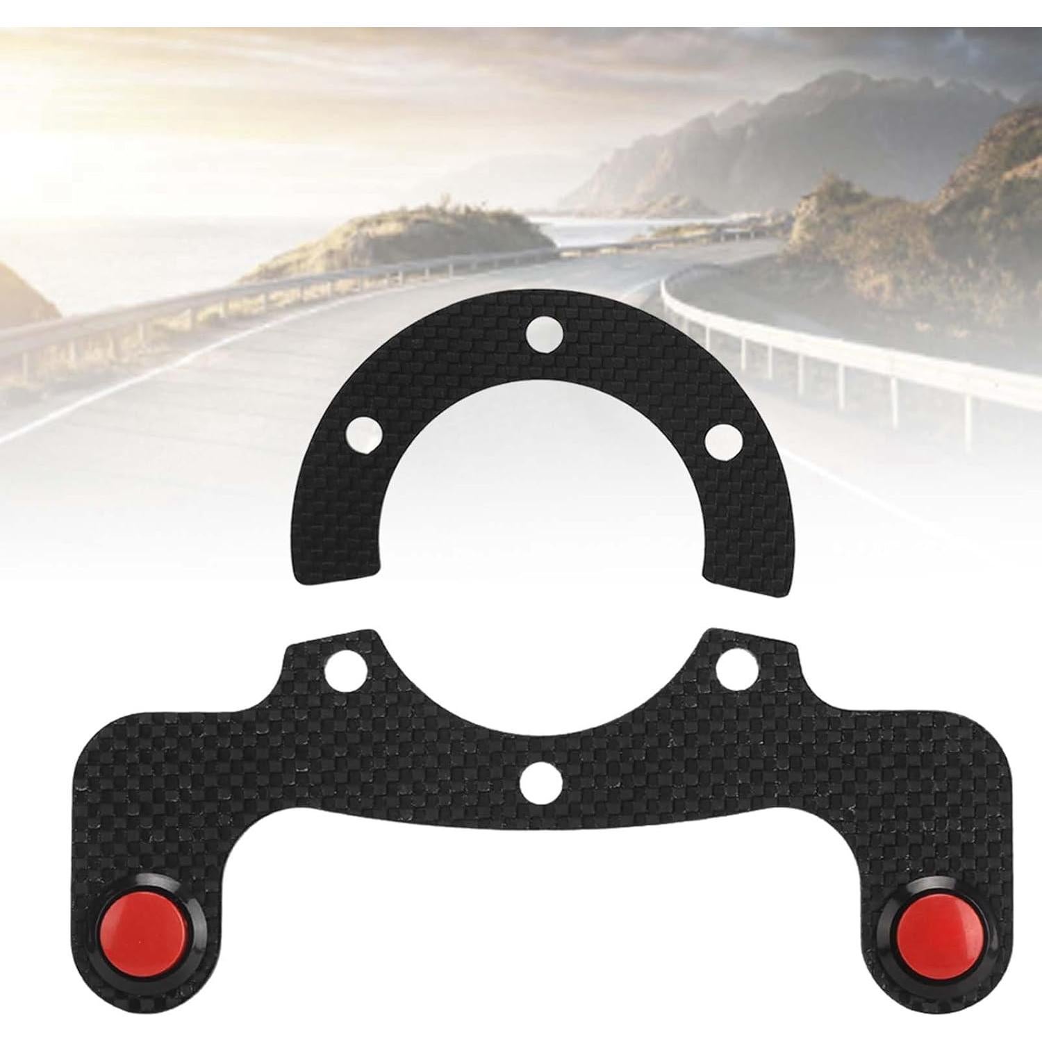 Botón de Claxon de Volante Cunyuer Doble 6 Tornillos Fibra Carbono