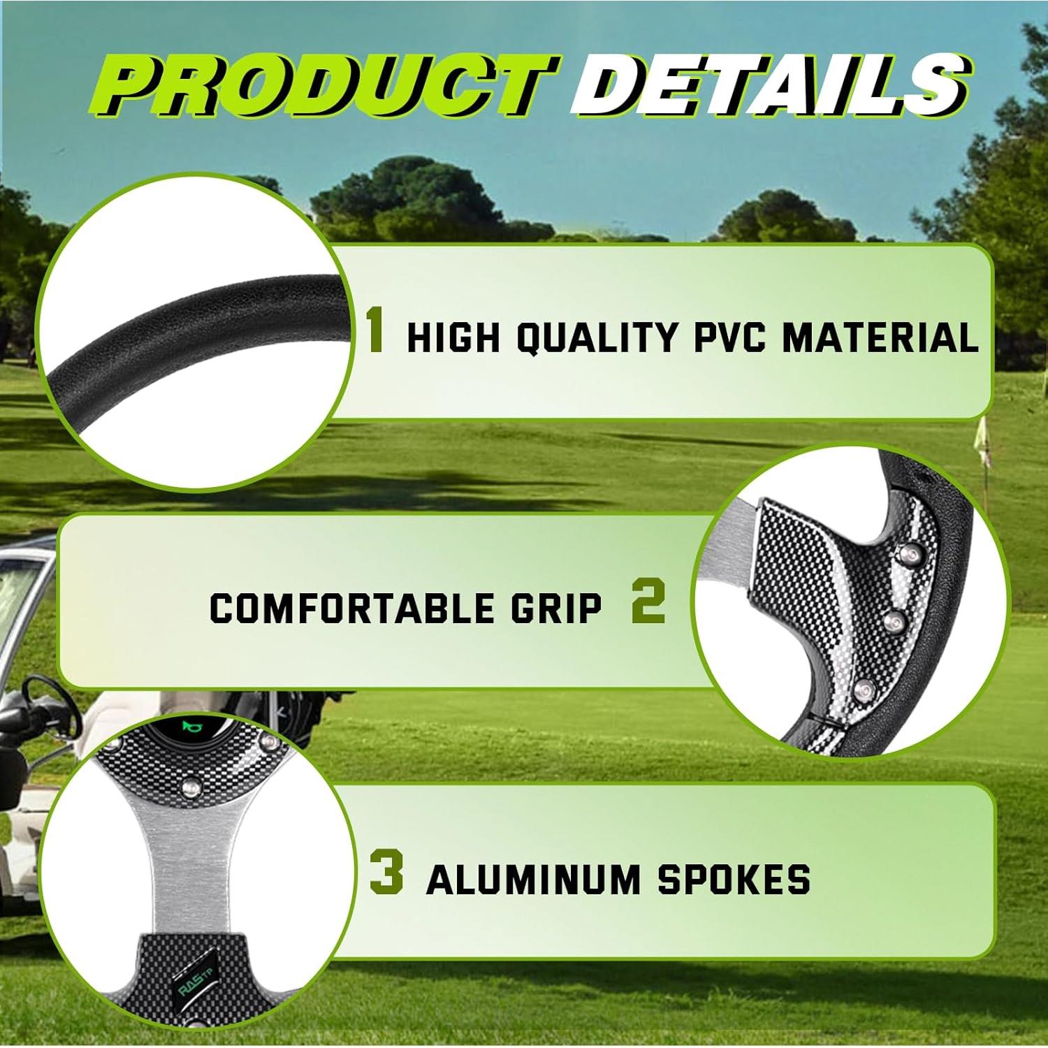 Volante de Carrito de Golf RASTP 32cm Fibra de Carbono Compatible