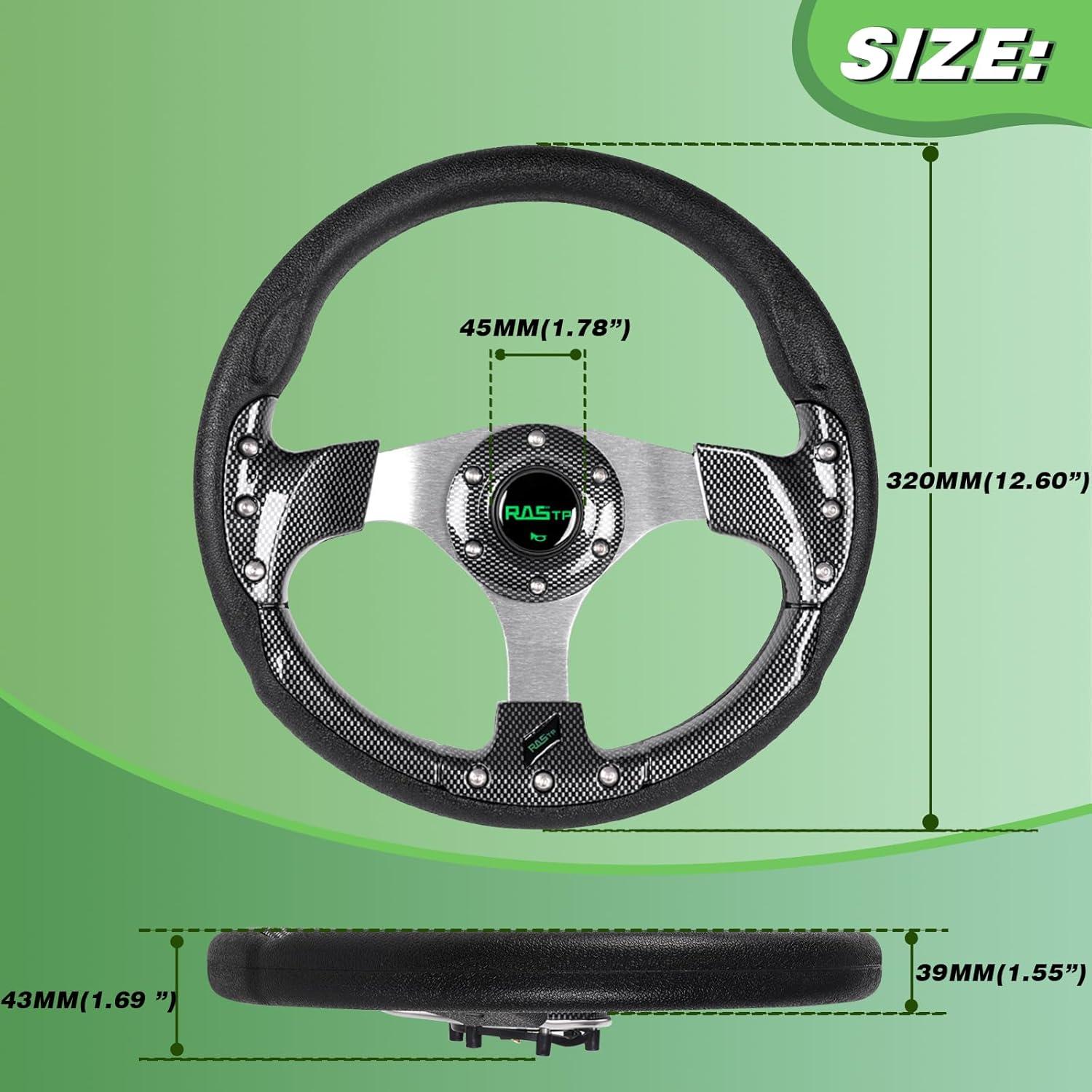 Volante de Carrito de Golf RASTP 32cm Fibra de Carbono Compatible