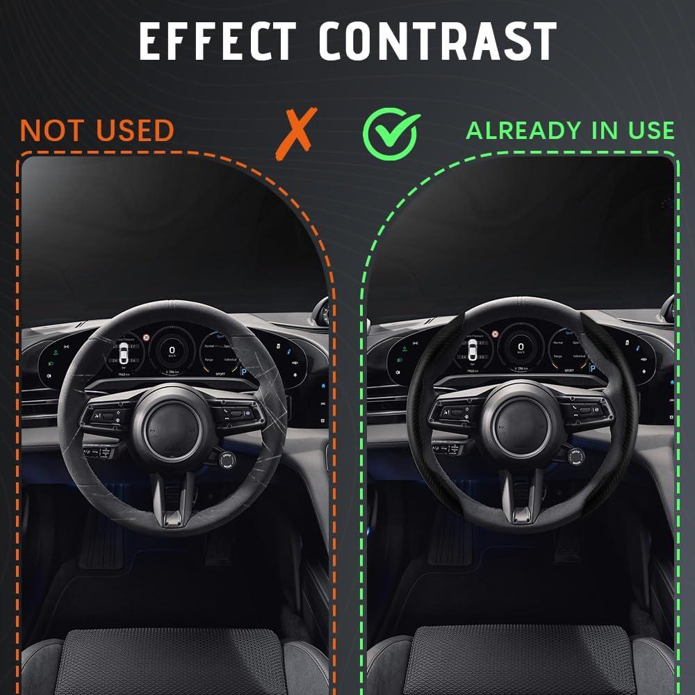 Funda de Volante de Coche DWARFOO Fibra de Carbono Negra 38cm