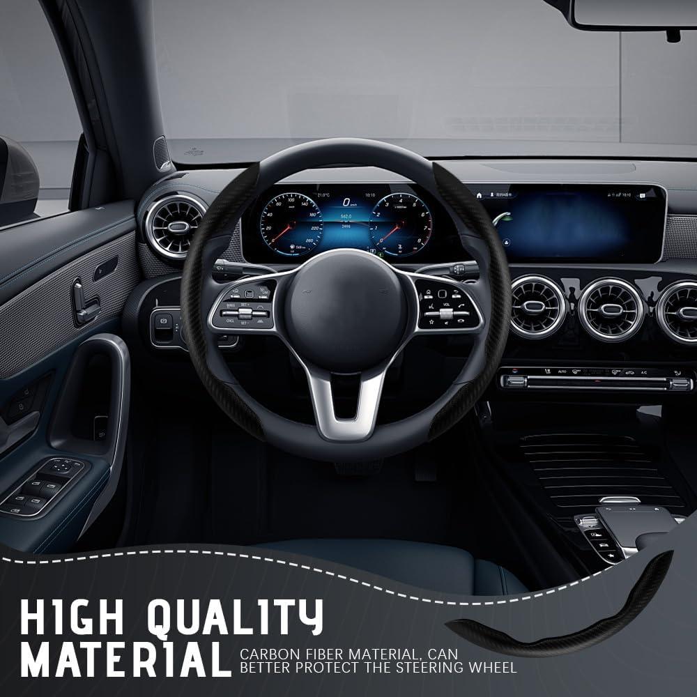 Funda de Volante de Coche DWARFOO Fibra de Carbono Negra 38cm