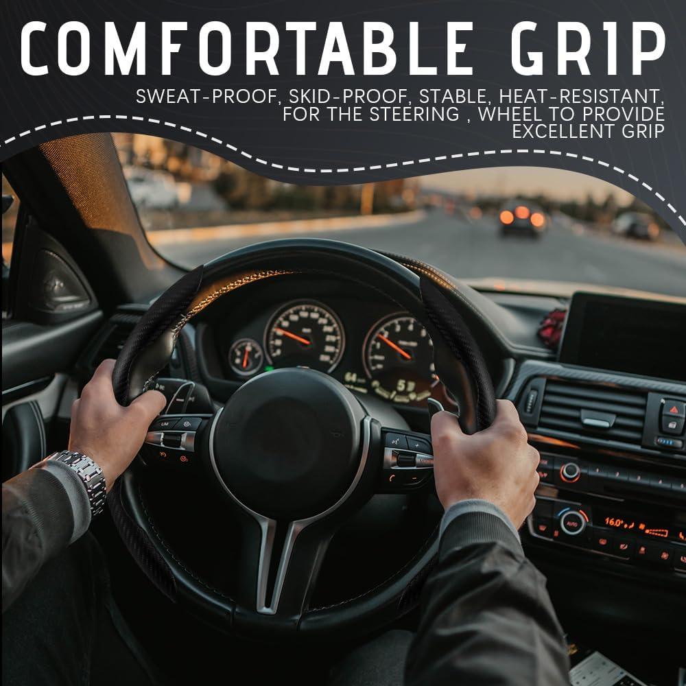 Funda de Volante de Coche DWARFOO Fibra de Carbono Negra 38cm