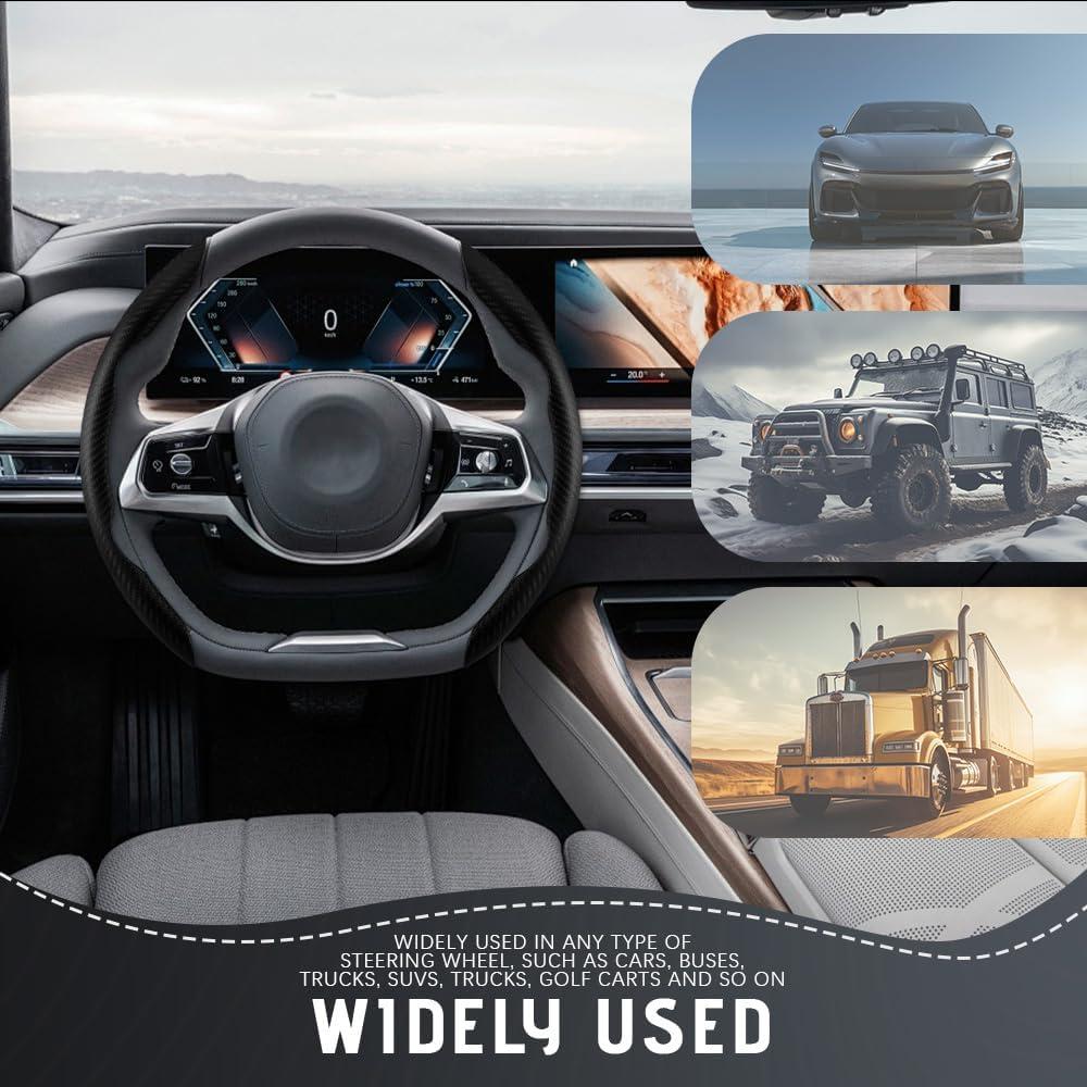 Funda de Volante de Coche DWARFOO Fibra de Carbono Negra 38cm