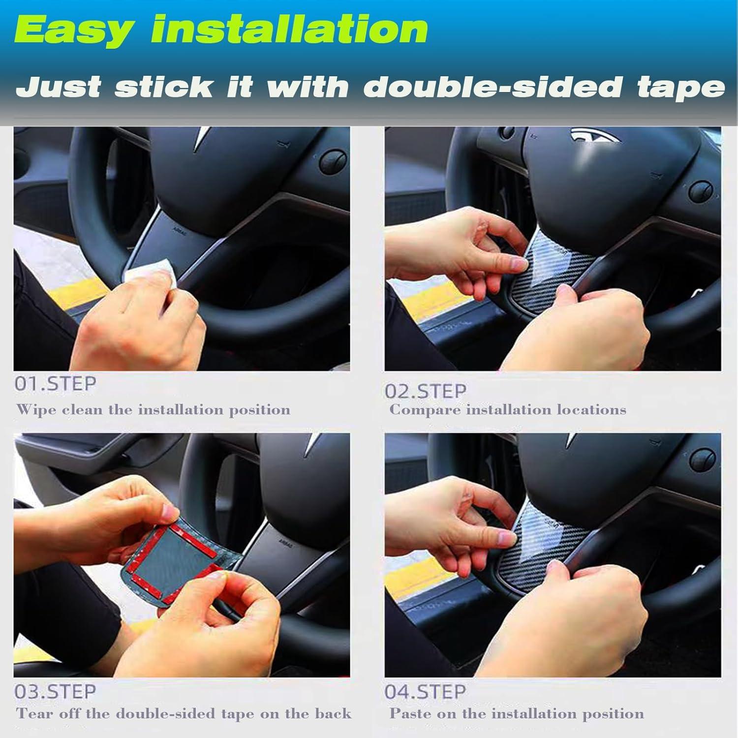 Cubierta trim volante Tesla Model 3/Y XTnueotr Fibra Carbono