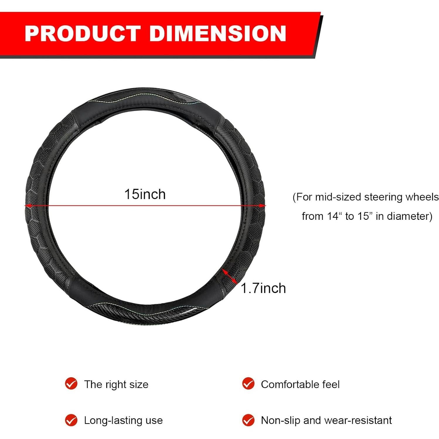 Cubierta de Volante ZNDAW de Fibra de Carbono Antideslizante