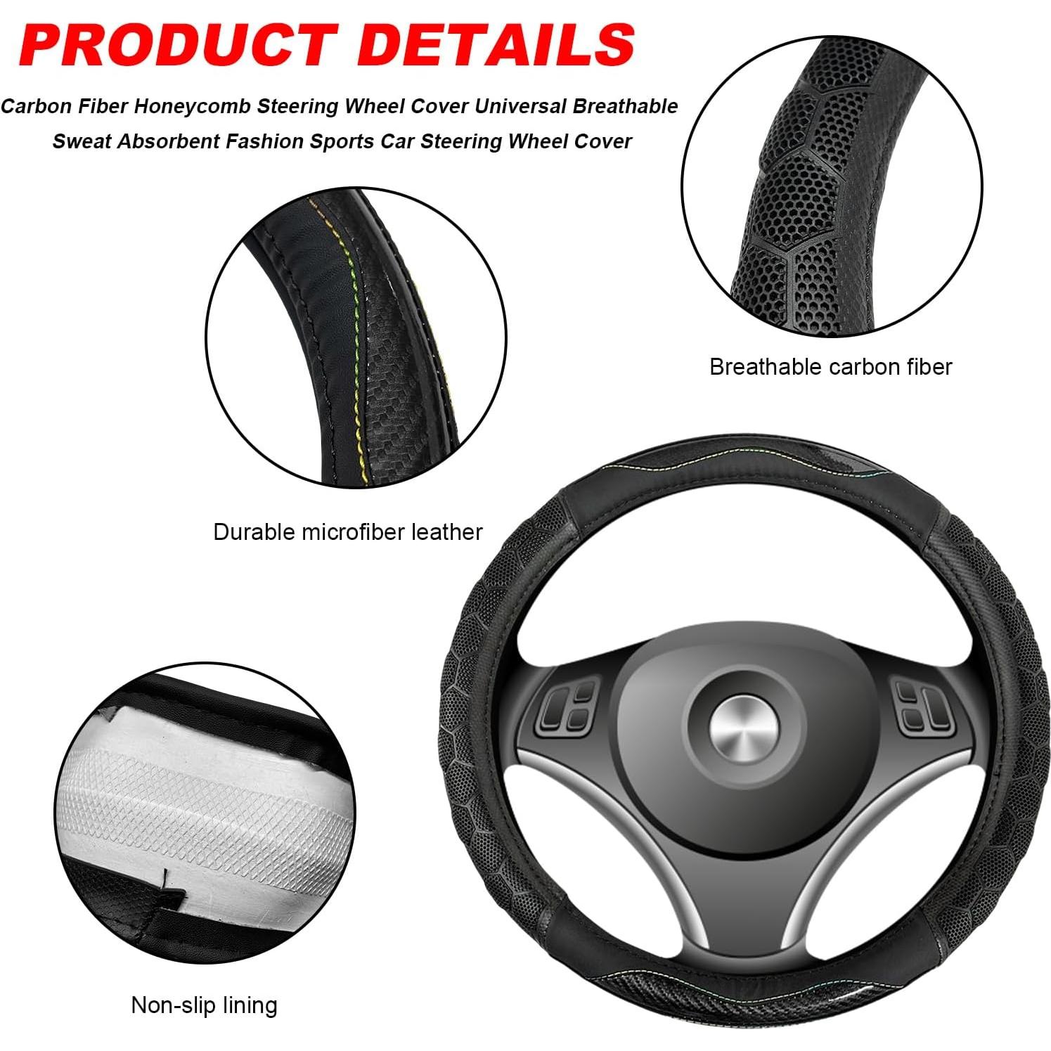 Cubierta de Volante ZNDAW de Fibra de Carbono Antideslizante