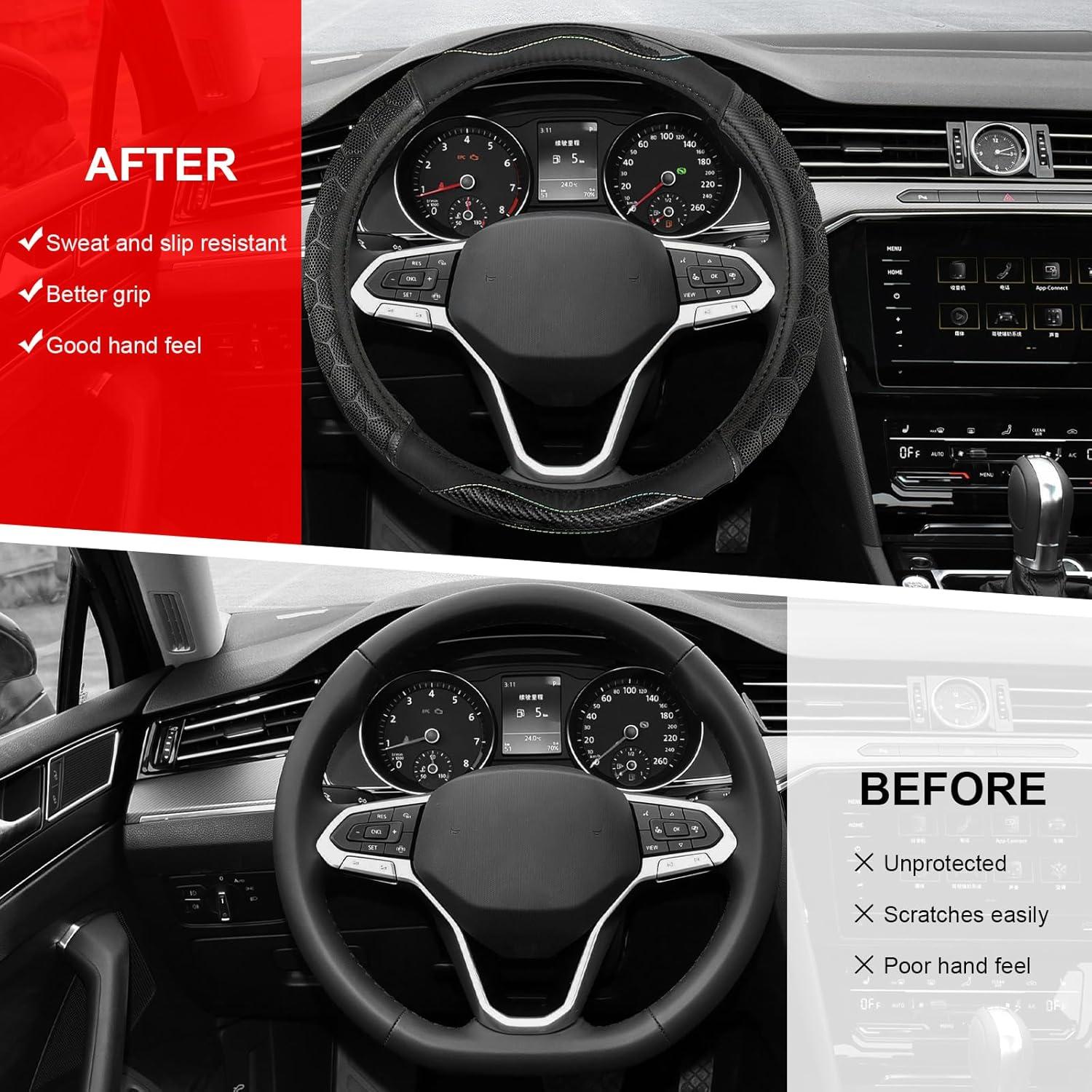 Cubierta de Volante ZNDAW de Fibra de Carbono Antideslizante