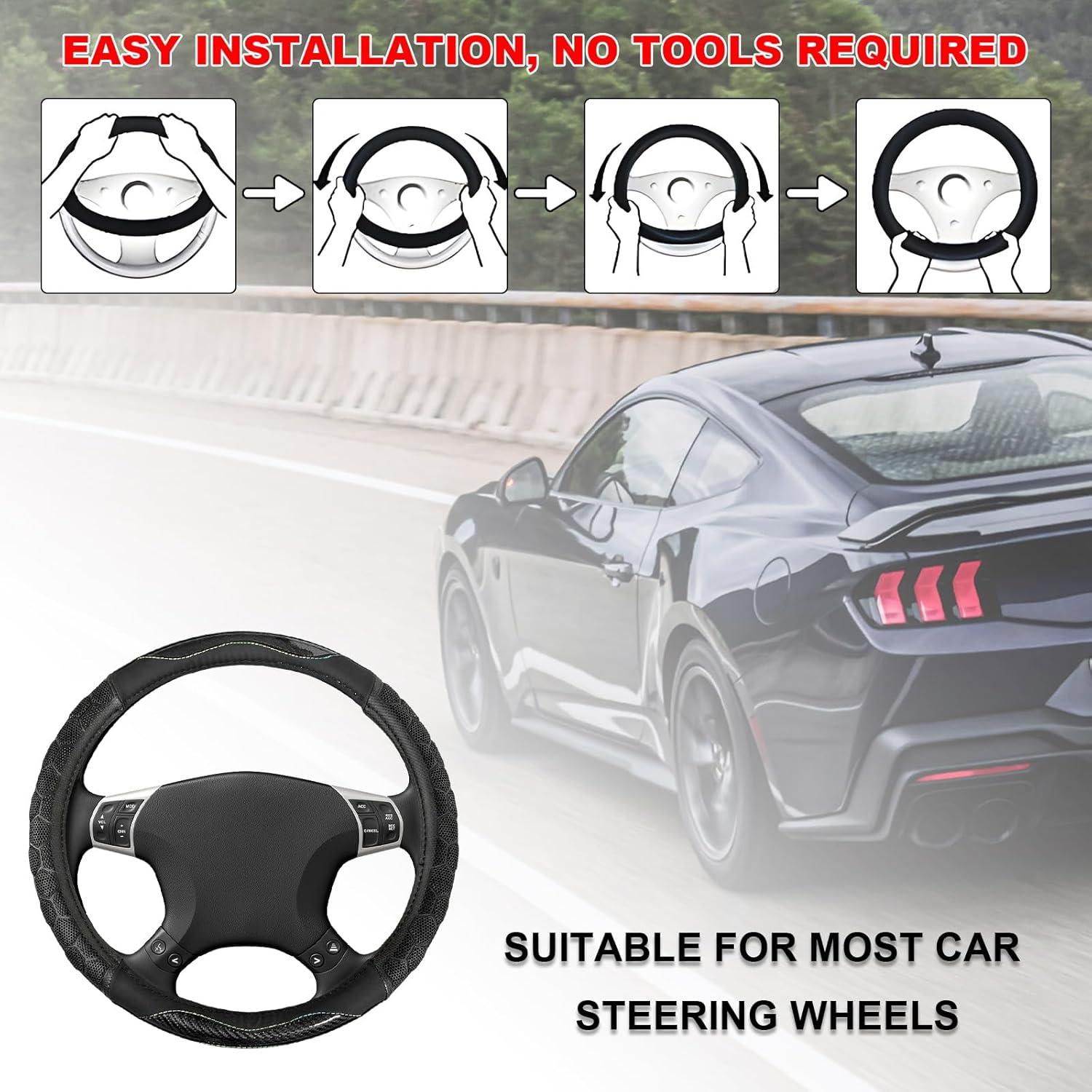 Cubierta de Volante ZNDAW de Fibra de Carbono Antideslizante