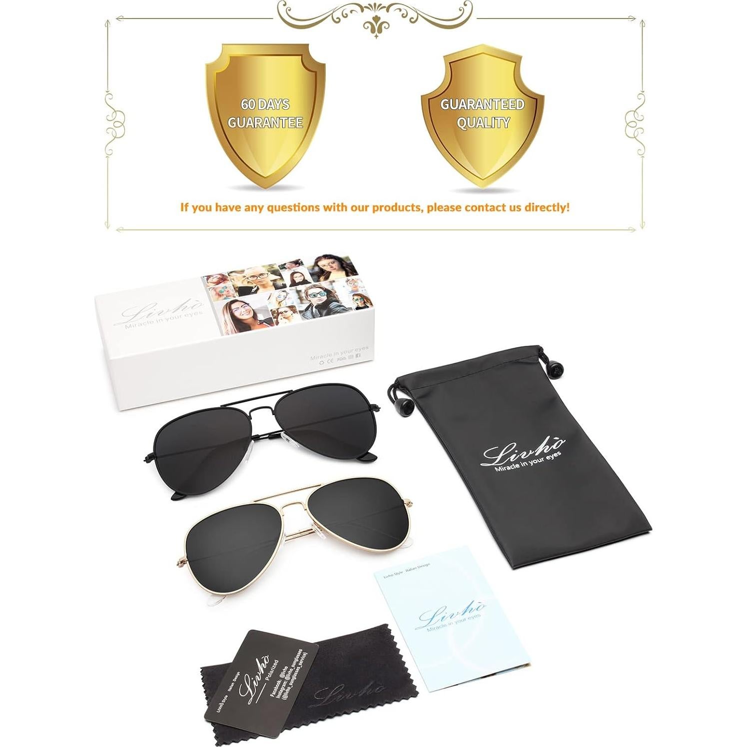 Gafas de Sol Aviador Livhò Polarizadas UV400 Todo Negro