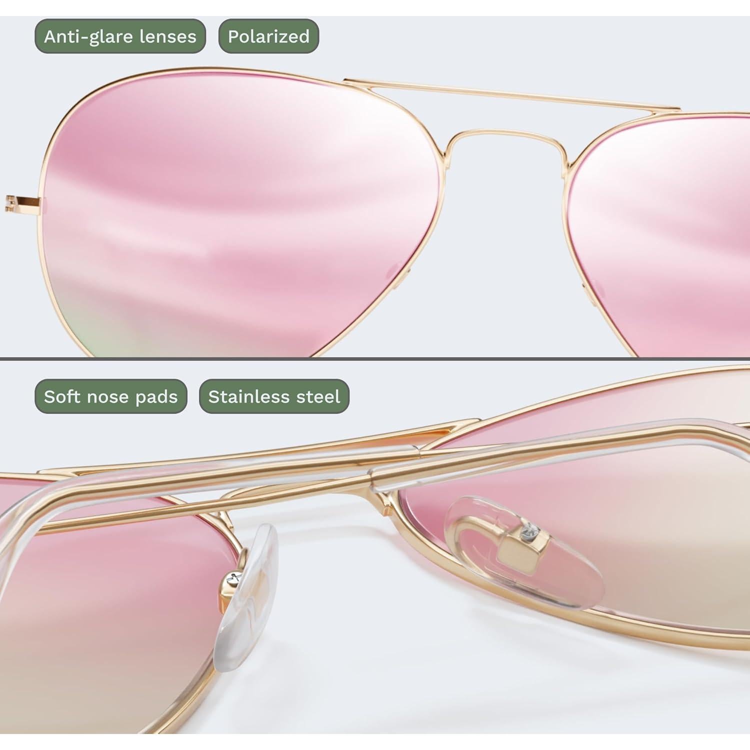 Gafas de Sol Livho Aviador Polarizadas UV400 Oro Rosa