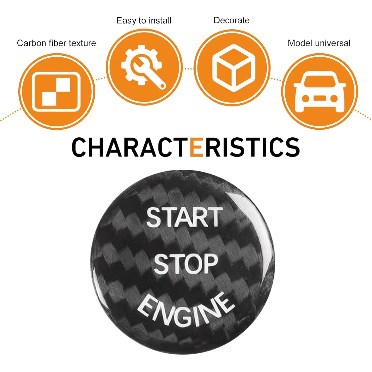 Cubierta de Botón de Arranque de Coche CyperFair 2.59 cm Negra